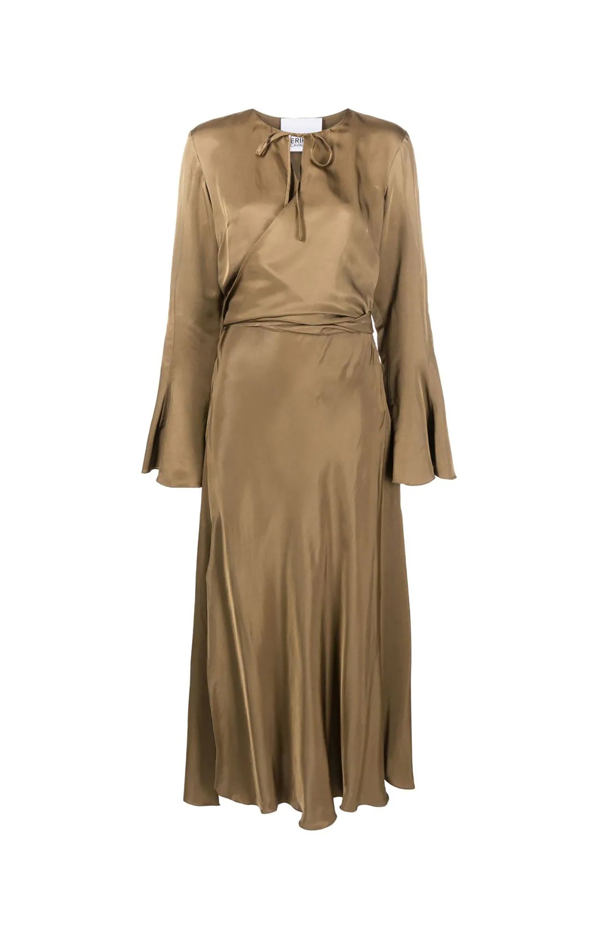 Erika cavallini Brown Wrap-design satin-finish dress image 12
