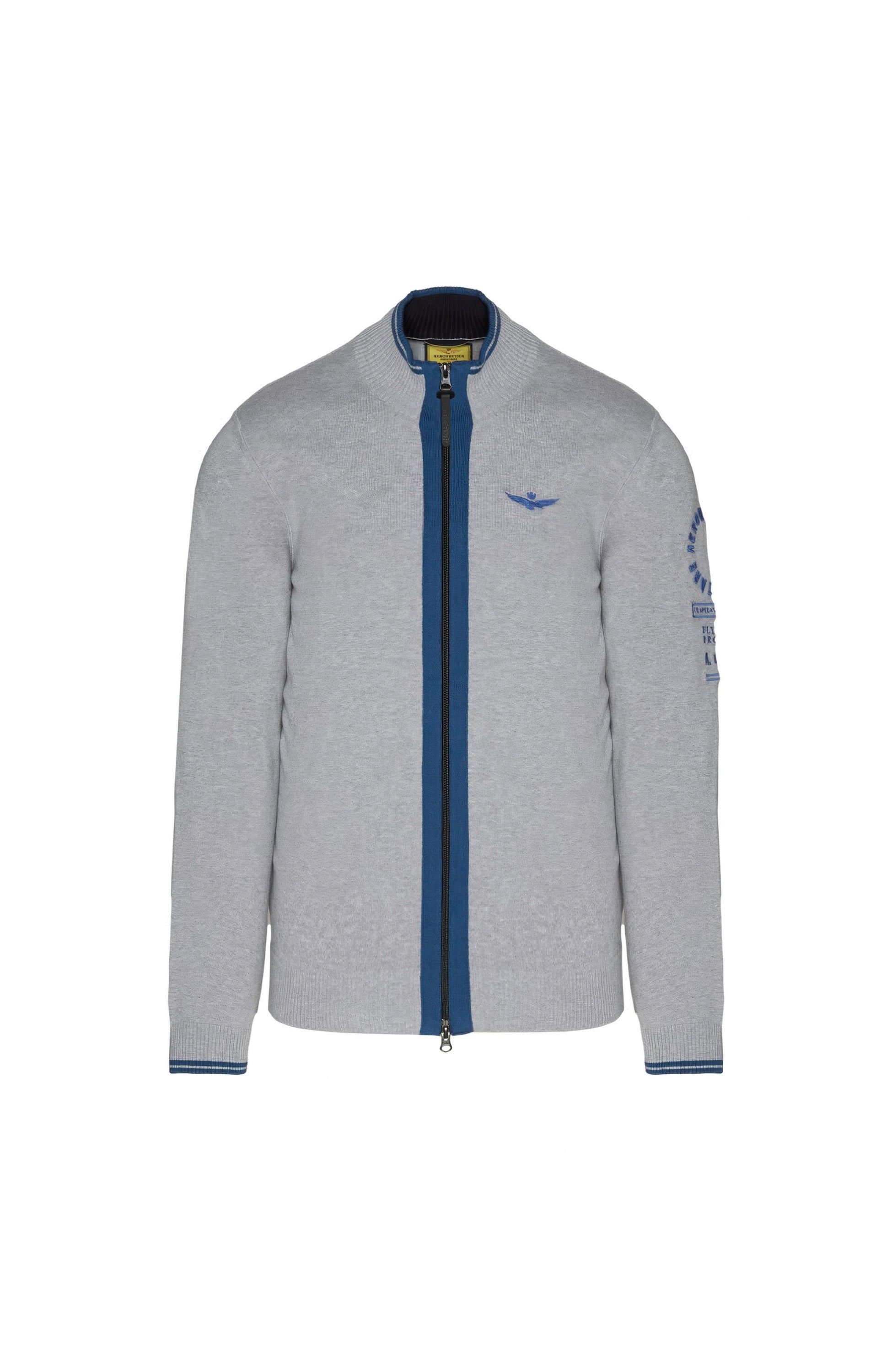 Aeronautica militare Grey Two-tone zipped cardigan image 4