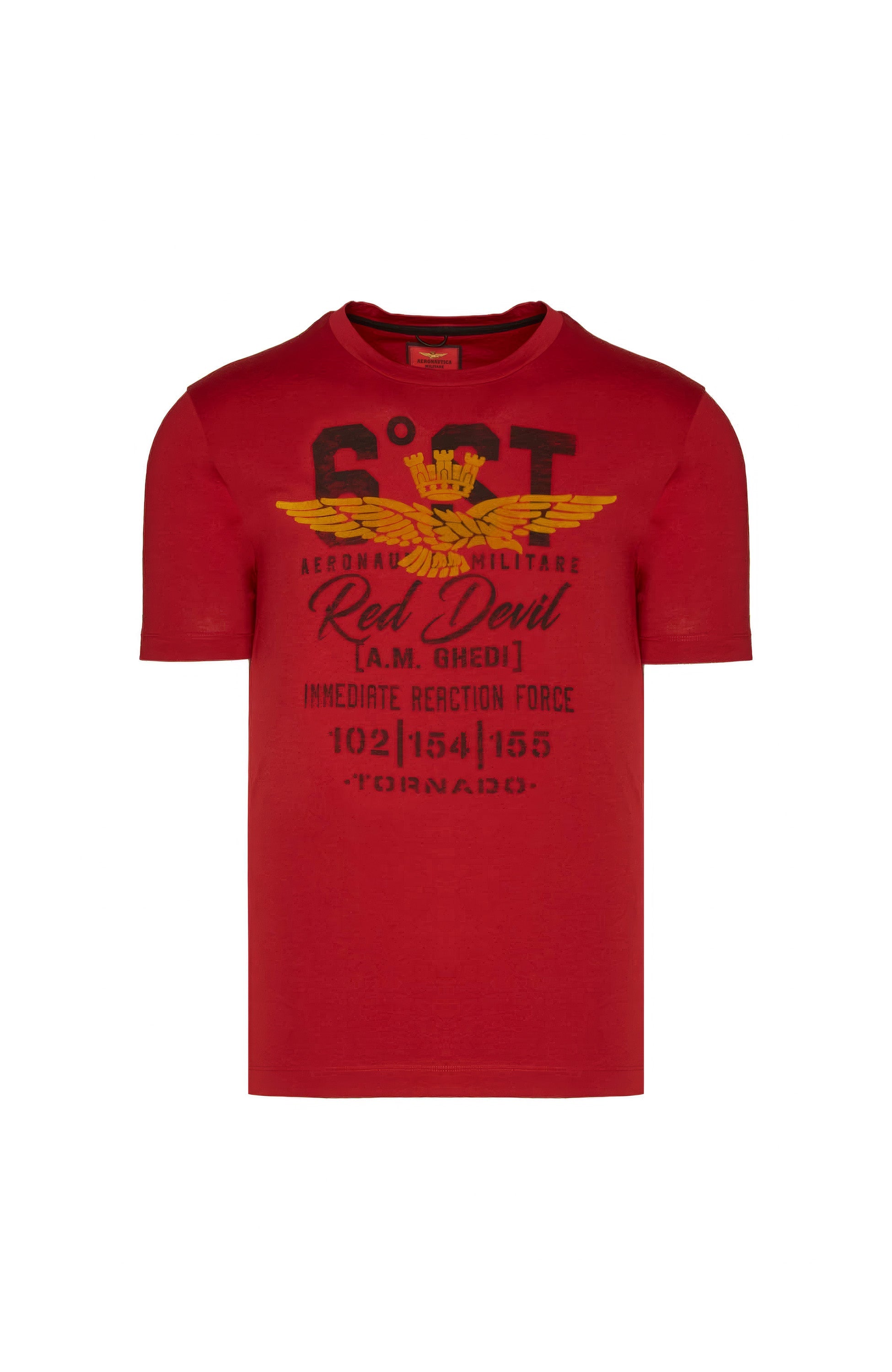 Aeronautica militare Red Flocked eagle t-shirt image 3