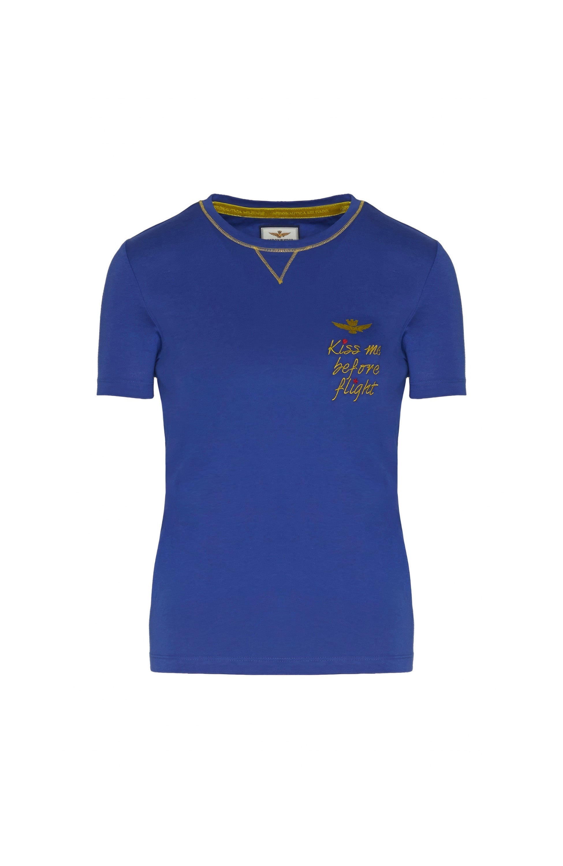 Aeronautica militare Blue Embroidered crewneck t-shirt image 6