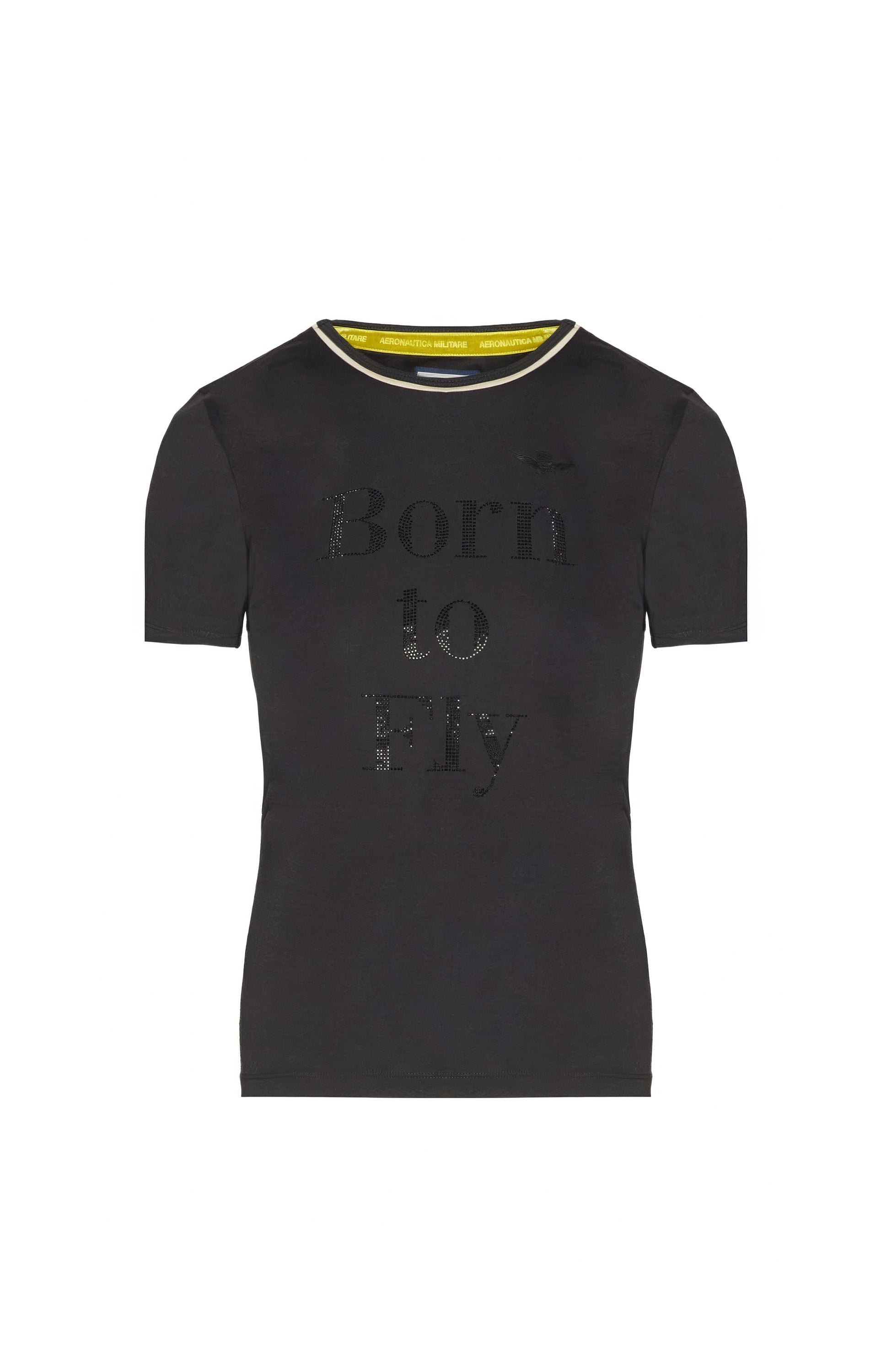 Aeronautica militare Black Rhinestone cotton t-shirt image 5