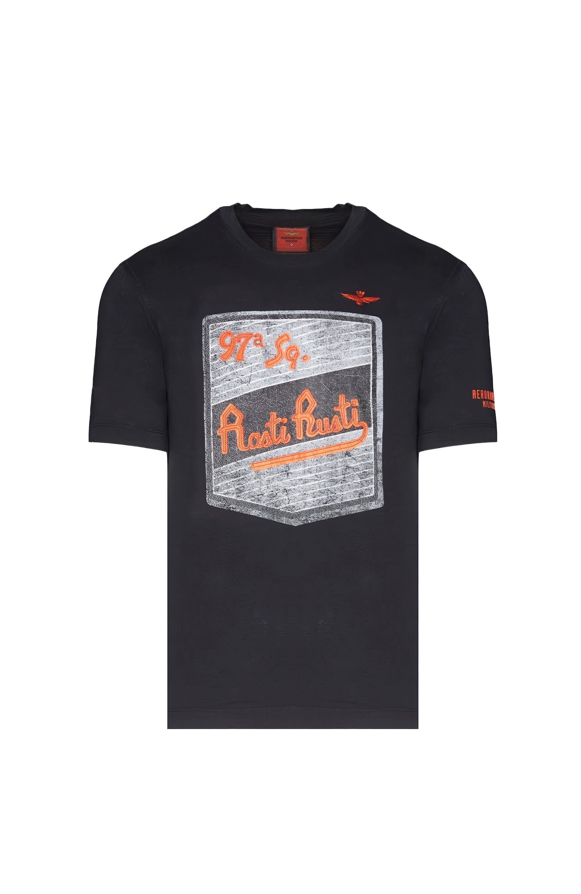 Aeronautica militare Black Flocked printed t-shirt image 7