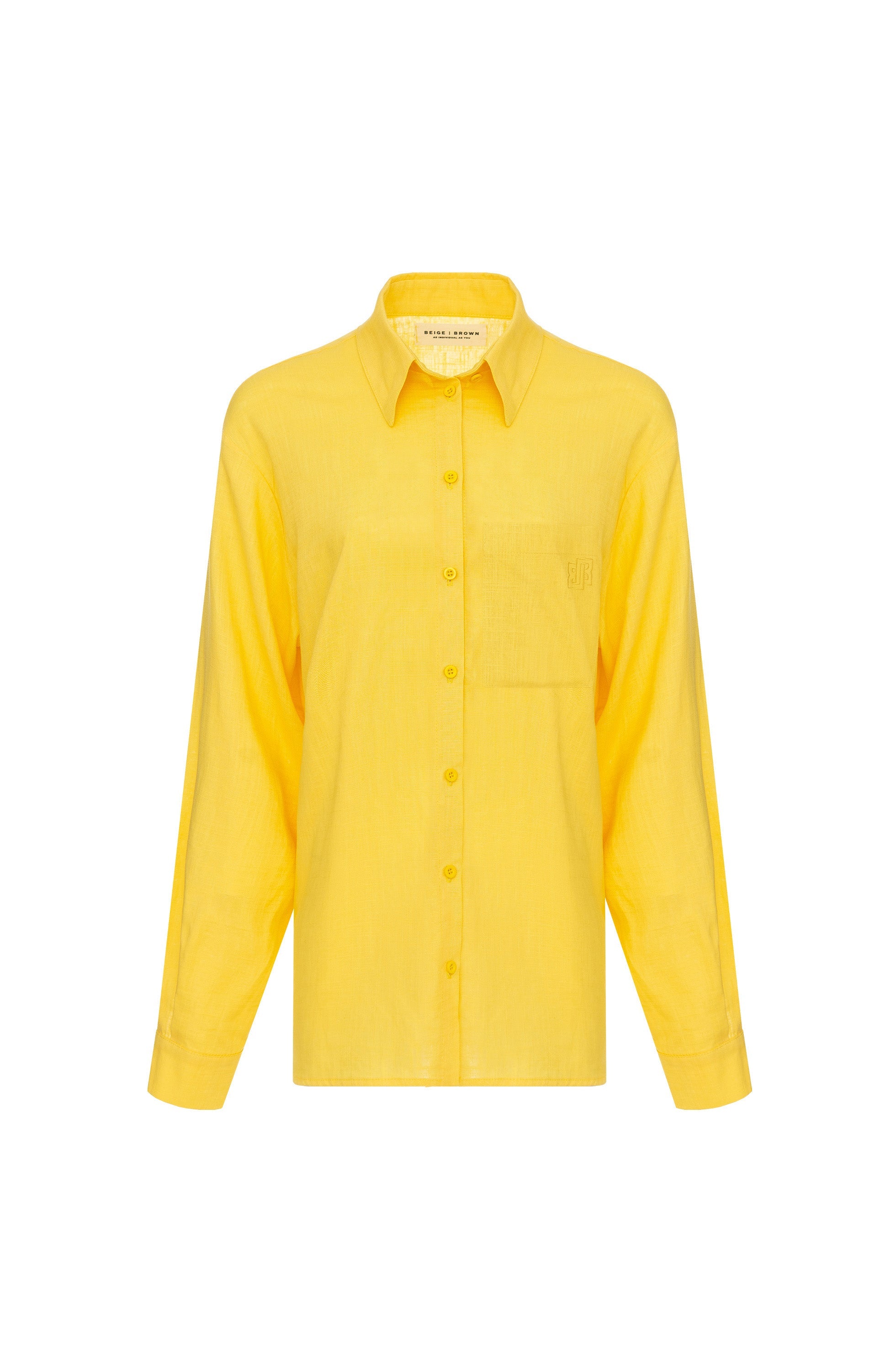 Beige brown Yellow Oversized linen shirt image 1