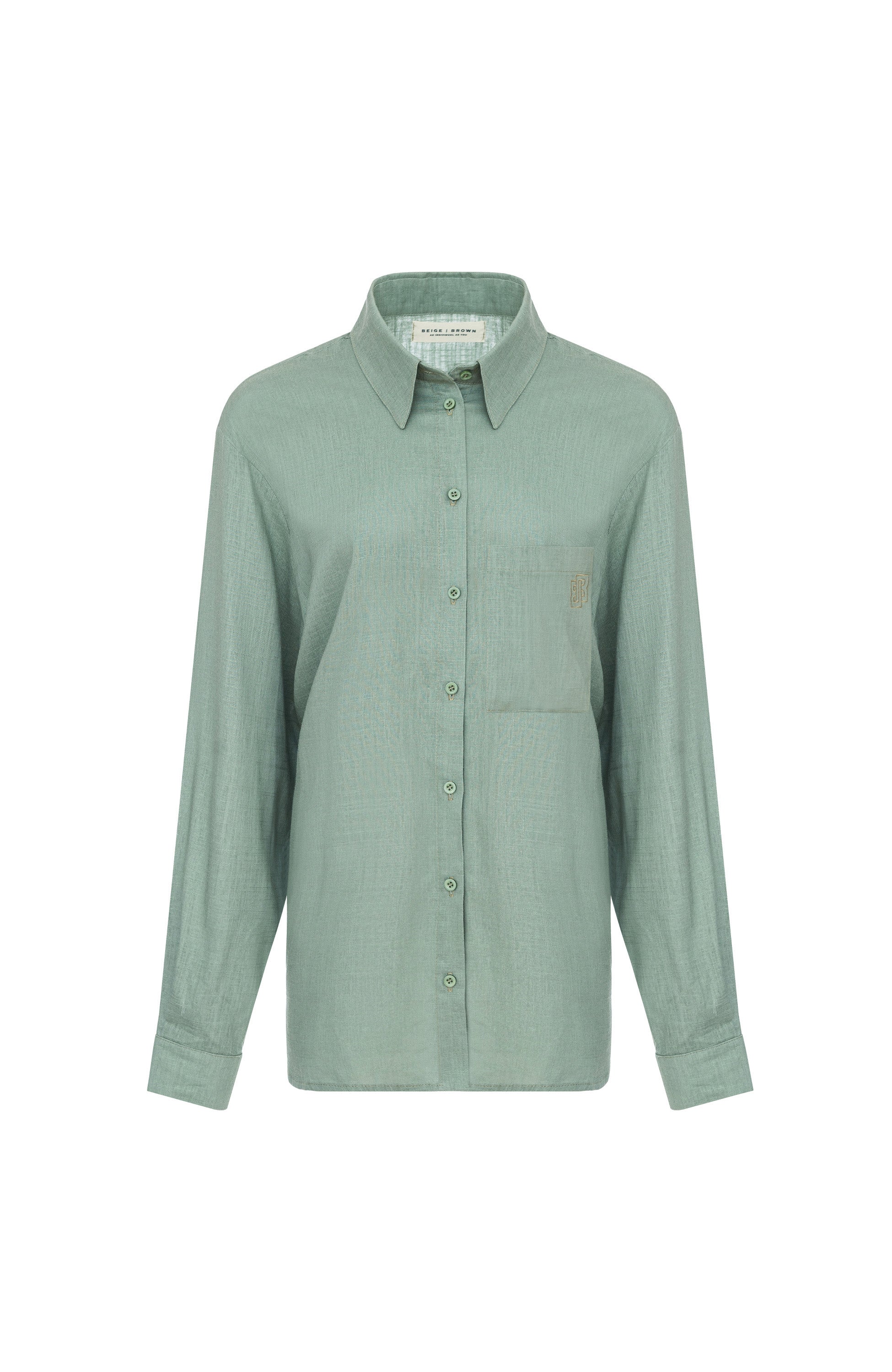 Beige brown Green Oversized linen shirt image 1