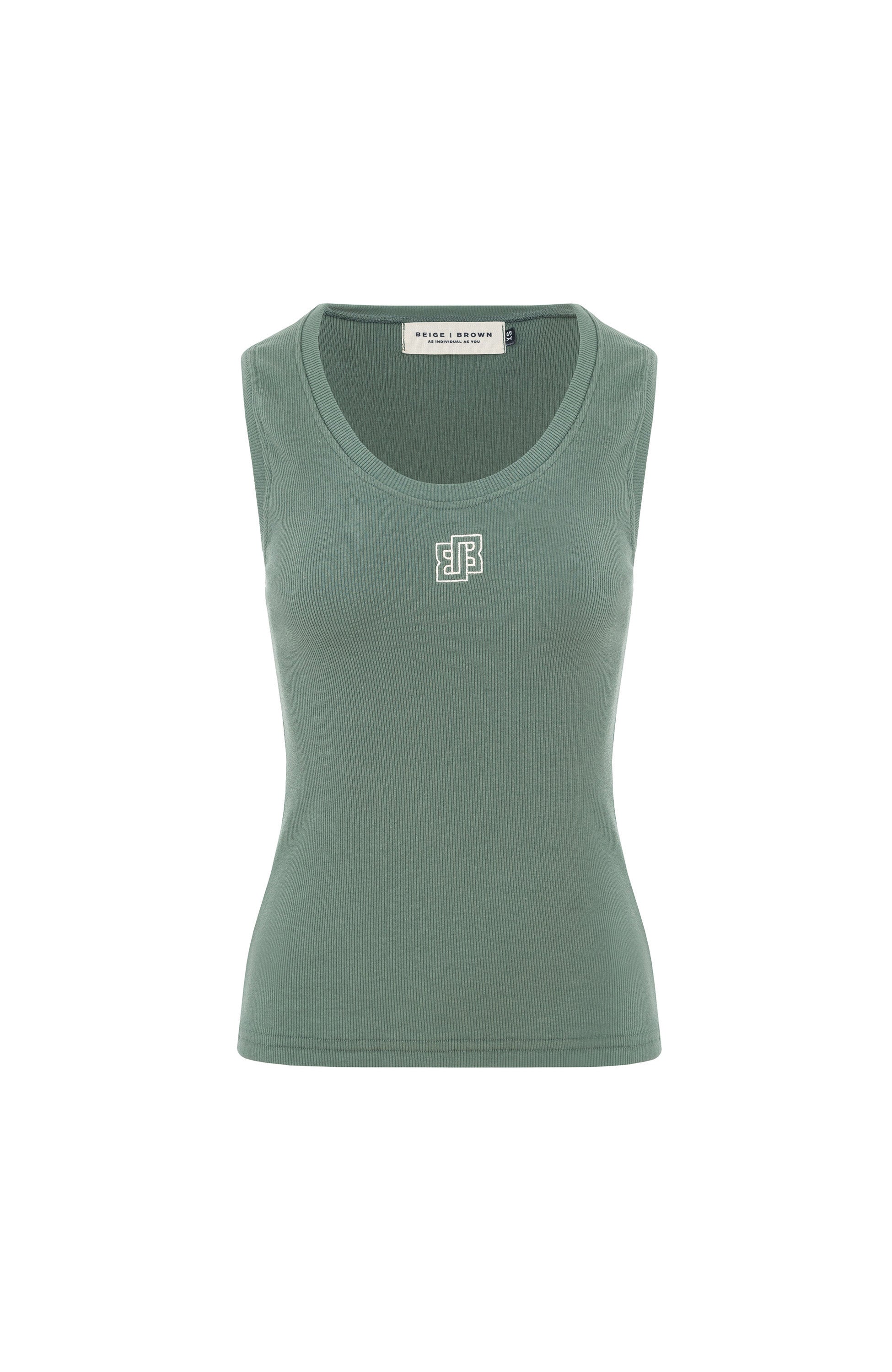 Beige brown Green Ribbed tank top image 6