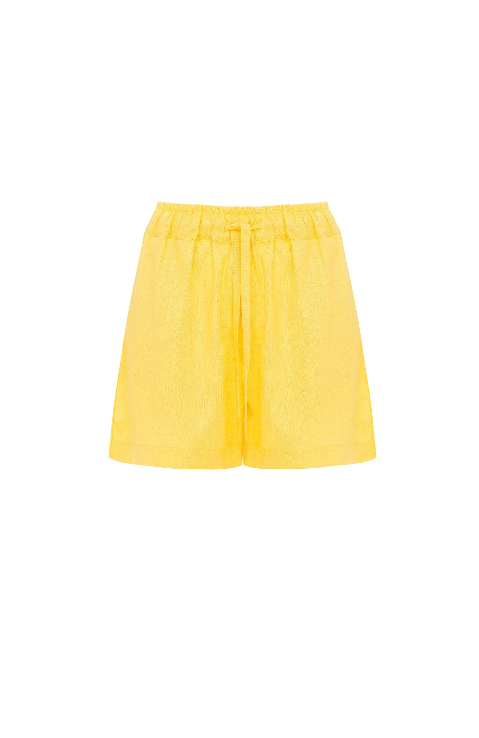Beige brown Yellow Linen drawstring shorts image 1