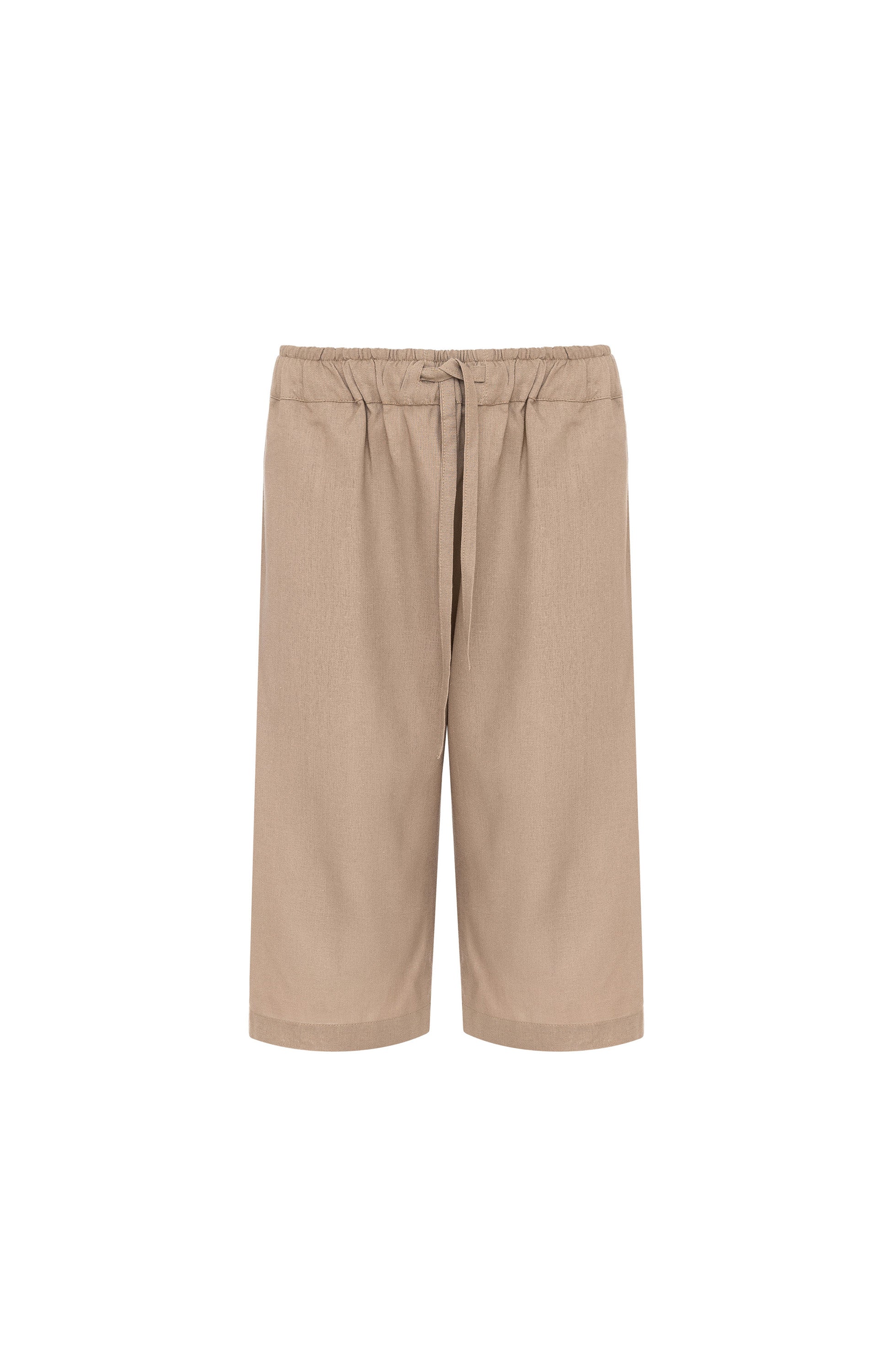 Beige brown Beige Drawstring linen shorts image 1