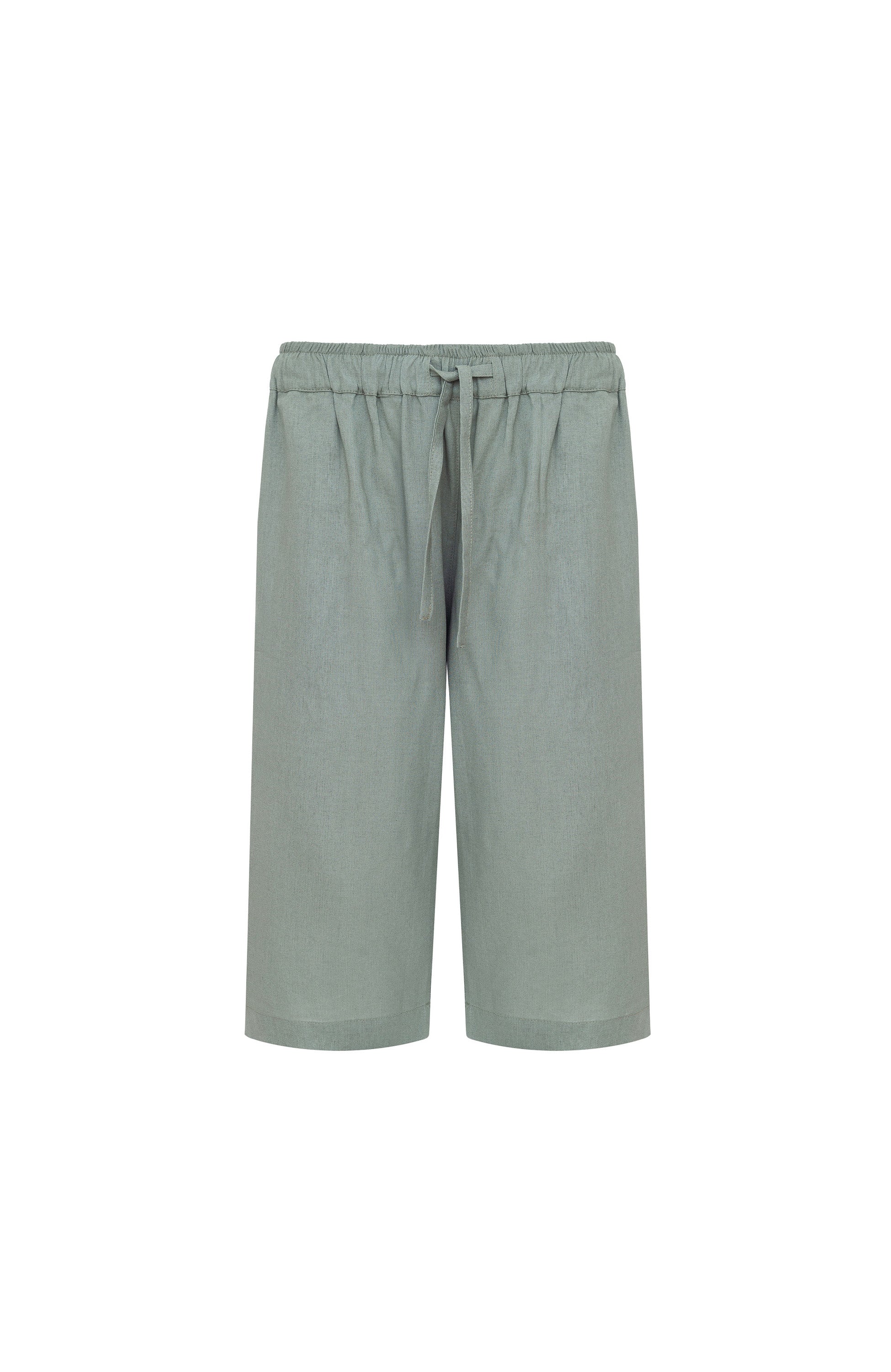 Beige brown Green Drawstring linen shorts image 1