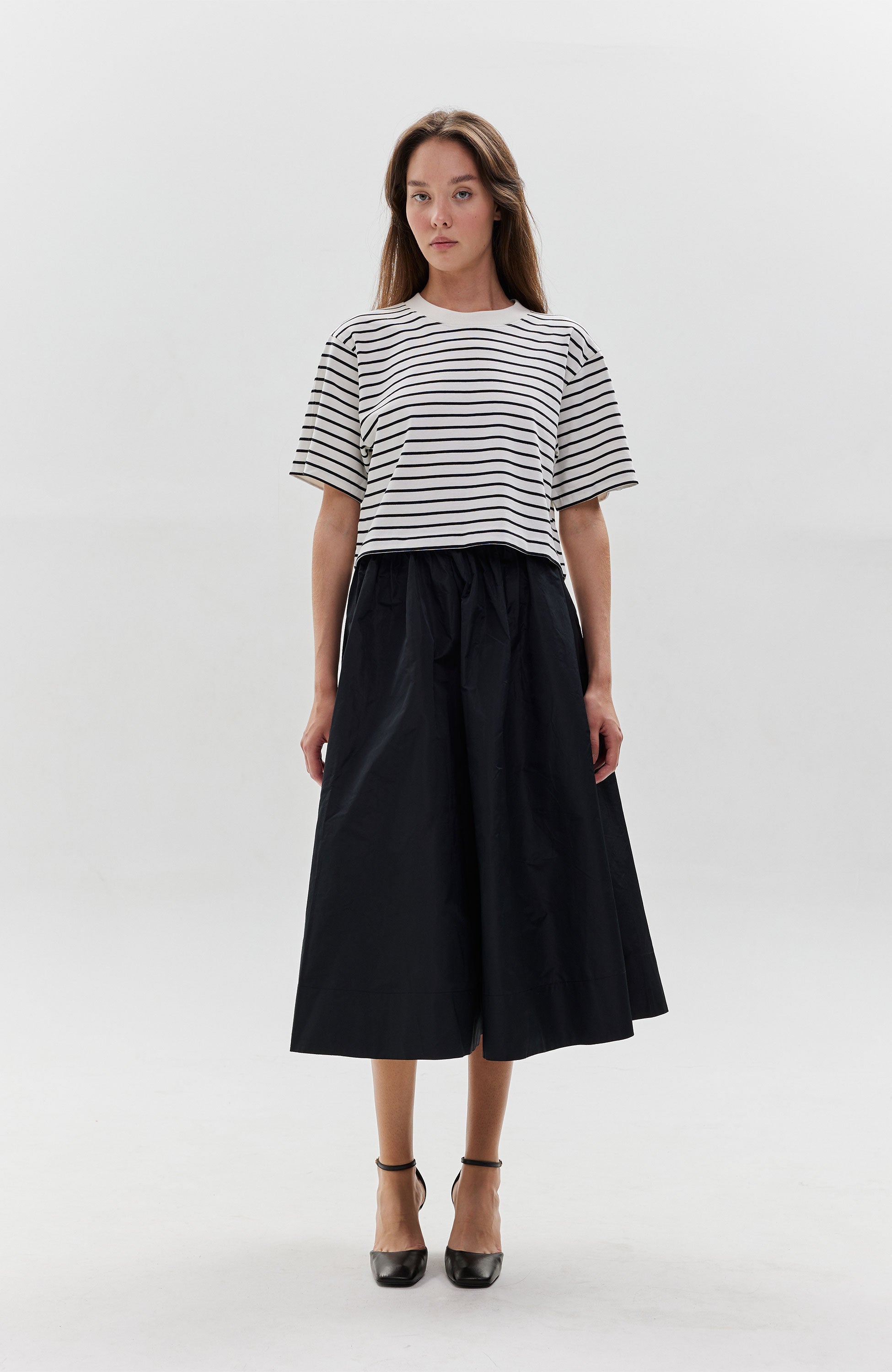 House of dagmar Black A-lined silk skirt image 7
