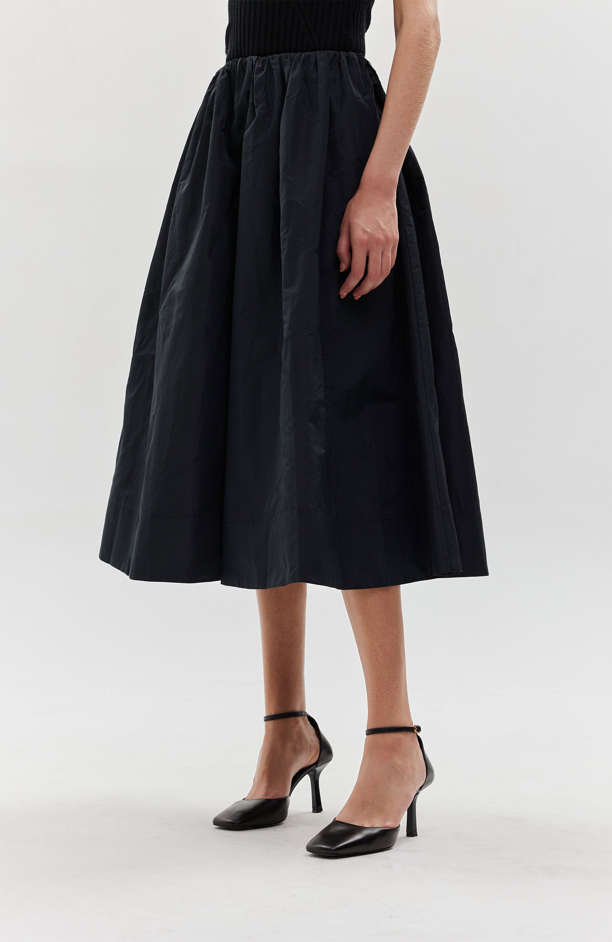 House of dagmar Black A-lined silk skirt image 4