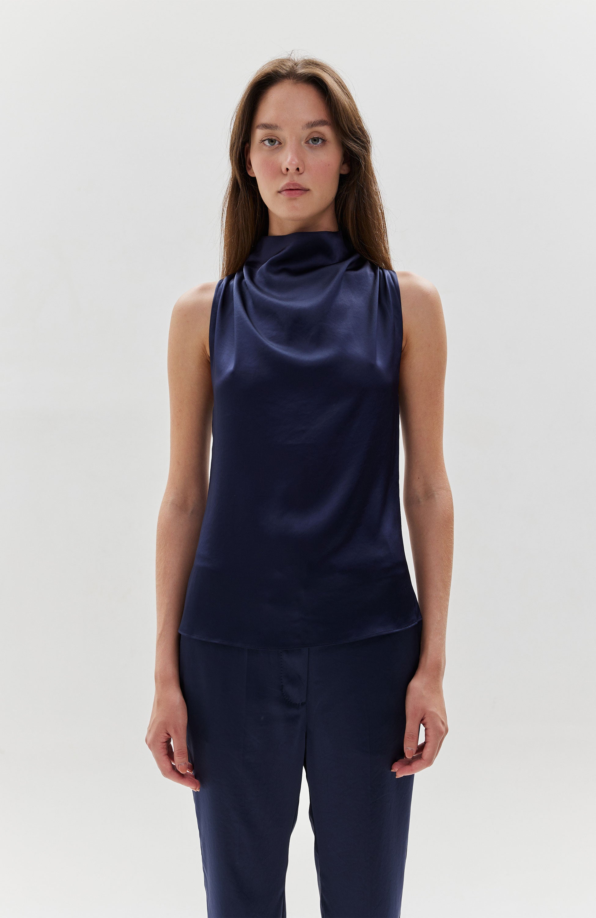 Tiger of sweden Navy Sleeveless draped top odisia image 1