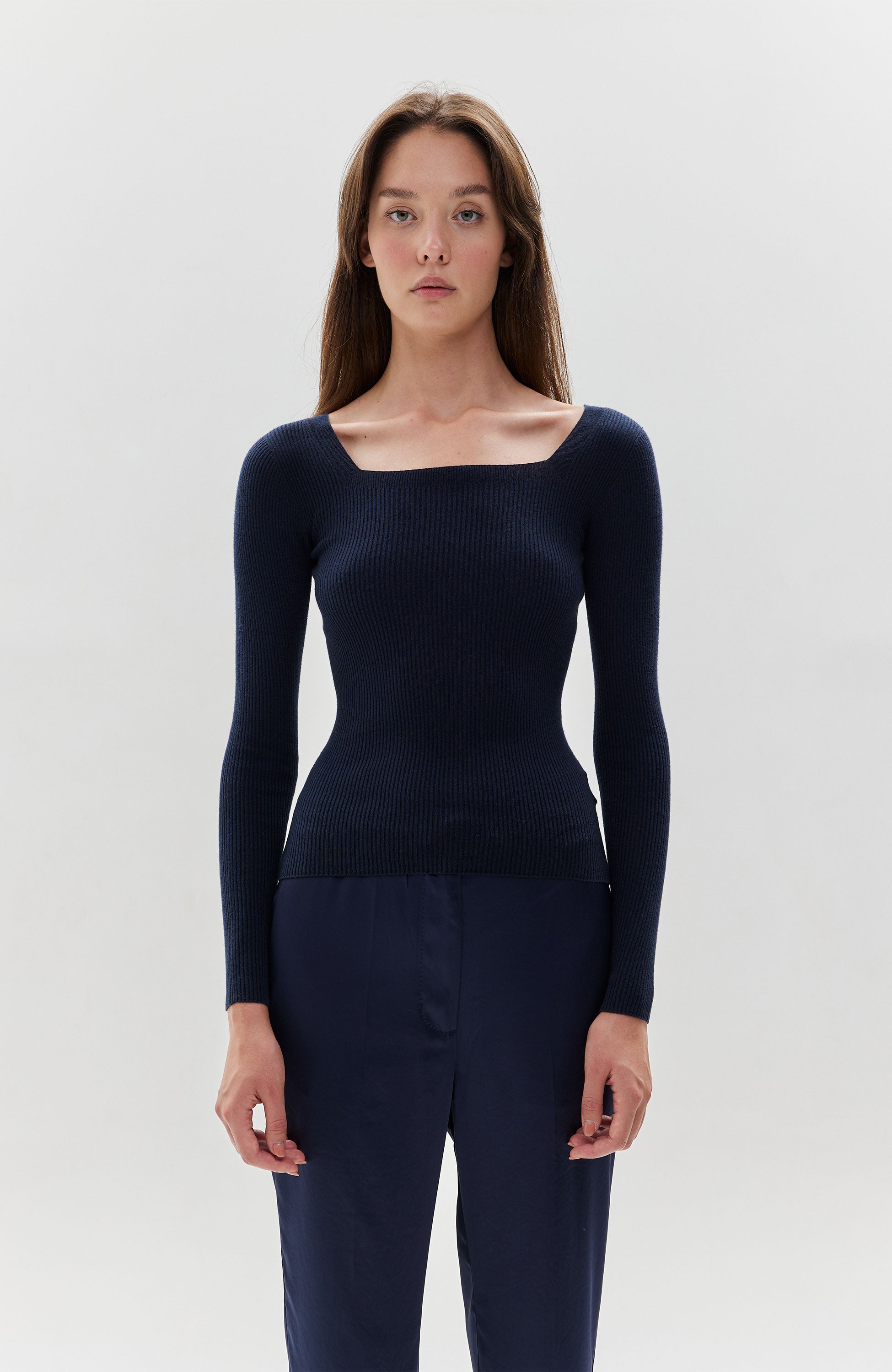 Tiger of sweden Navy Square-neck ribbed top evelina image 1