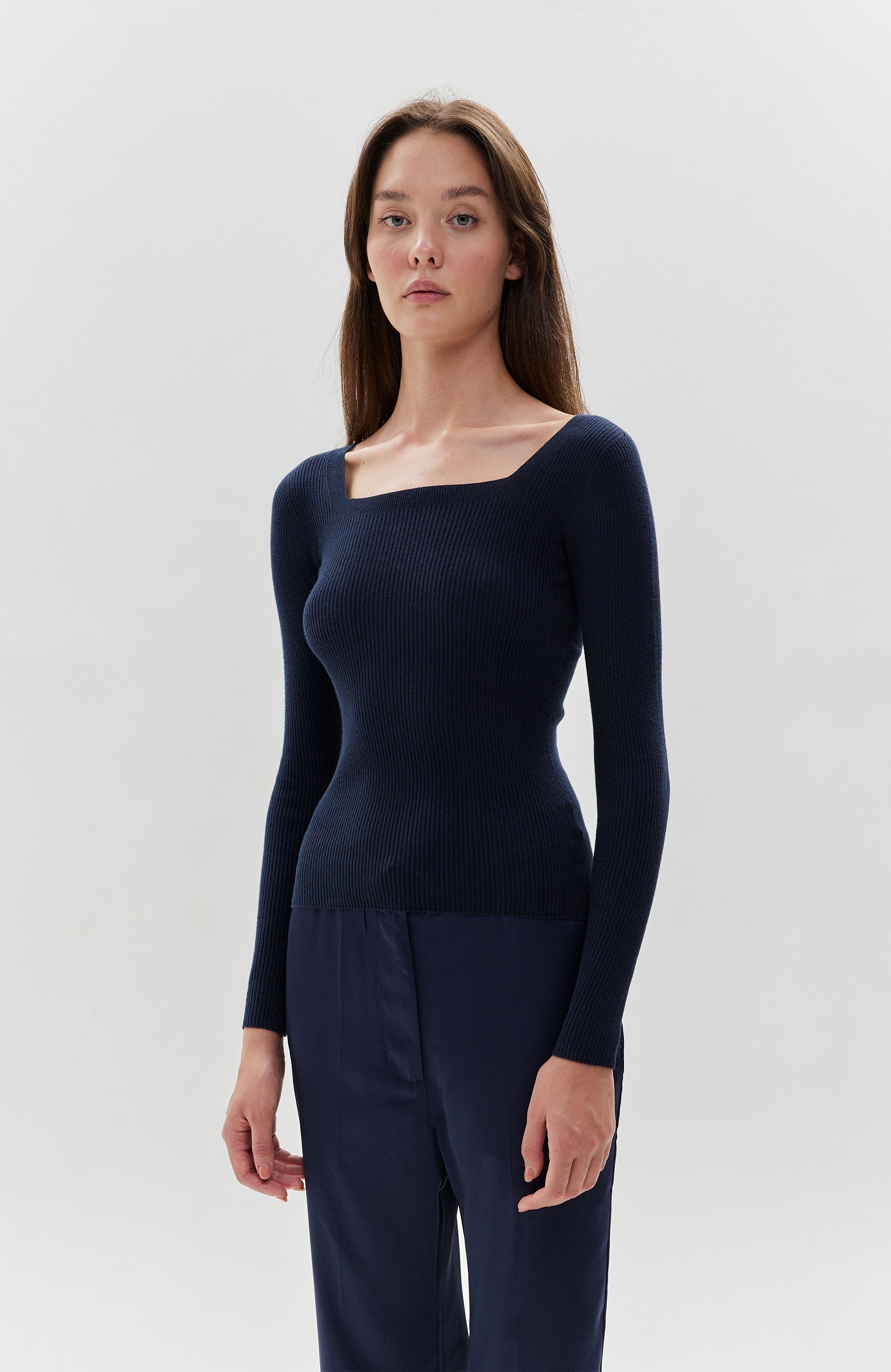 Tiger of sweden Navy Square-neck ribbed top evelina image 2