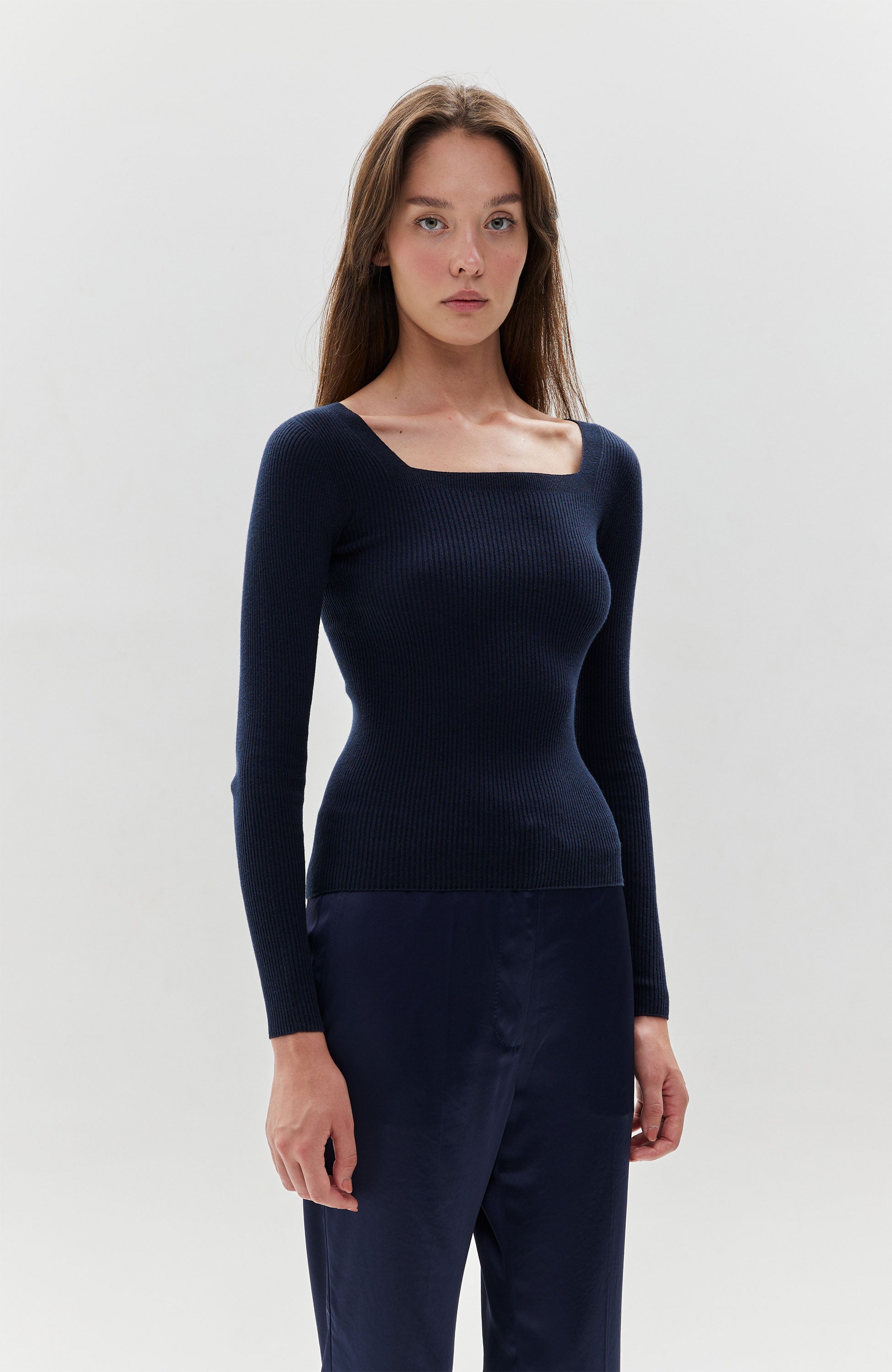 Tiger of sweden Navy Square-neck ribbed top evelina image 3
