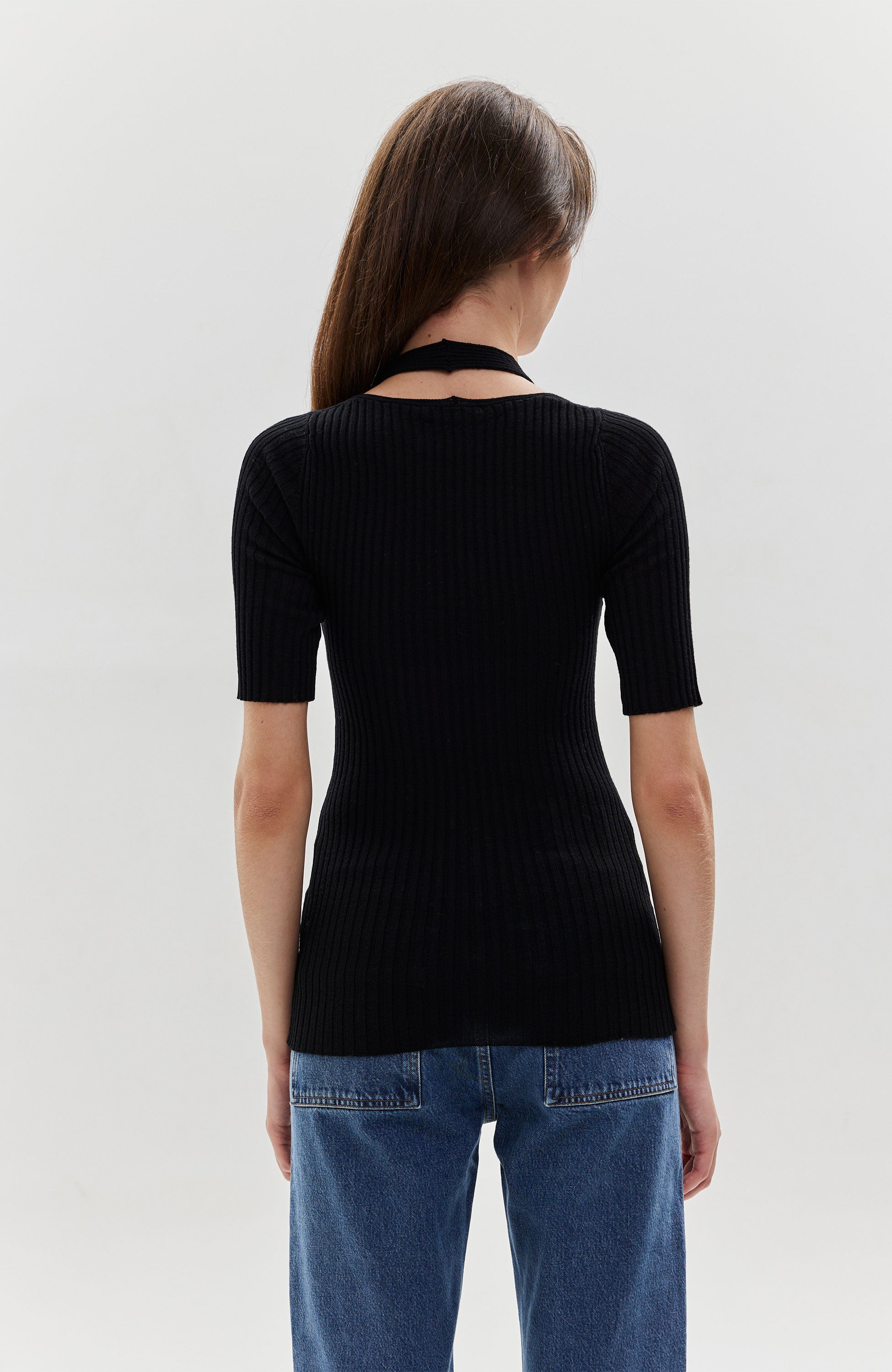 Erika cavallini Black Top prążkowany z dekoltem w serek image 5