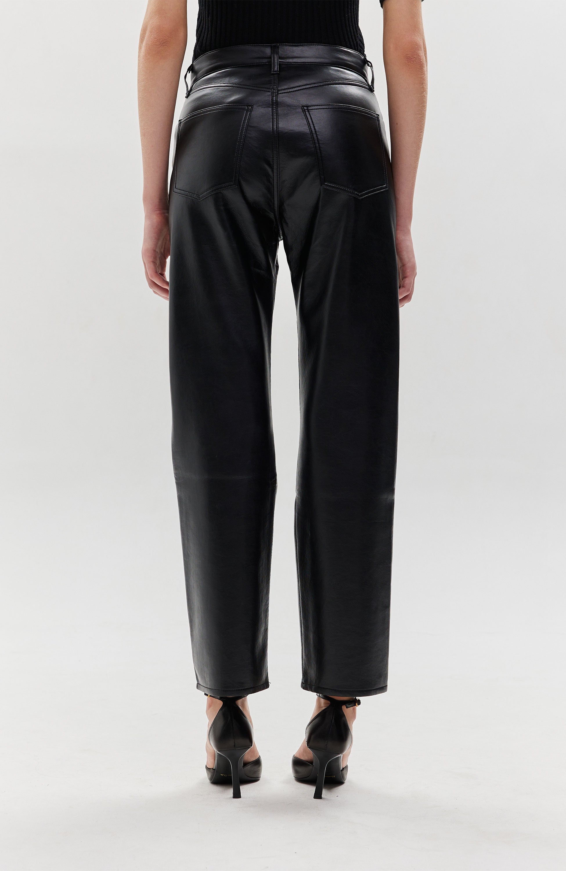 Agolde Black Leather straight trousers 90's pinch image 5