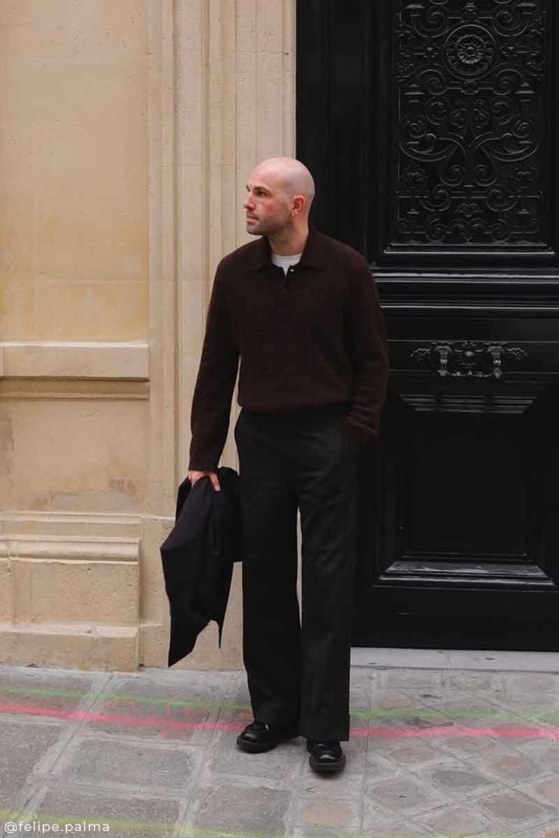Poloneck pullover ORBIT and Corduroy chino trousers CONSTANTIN