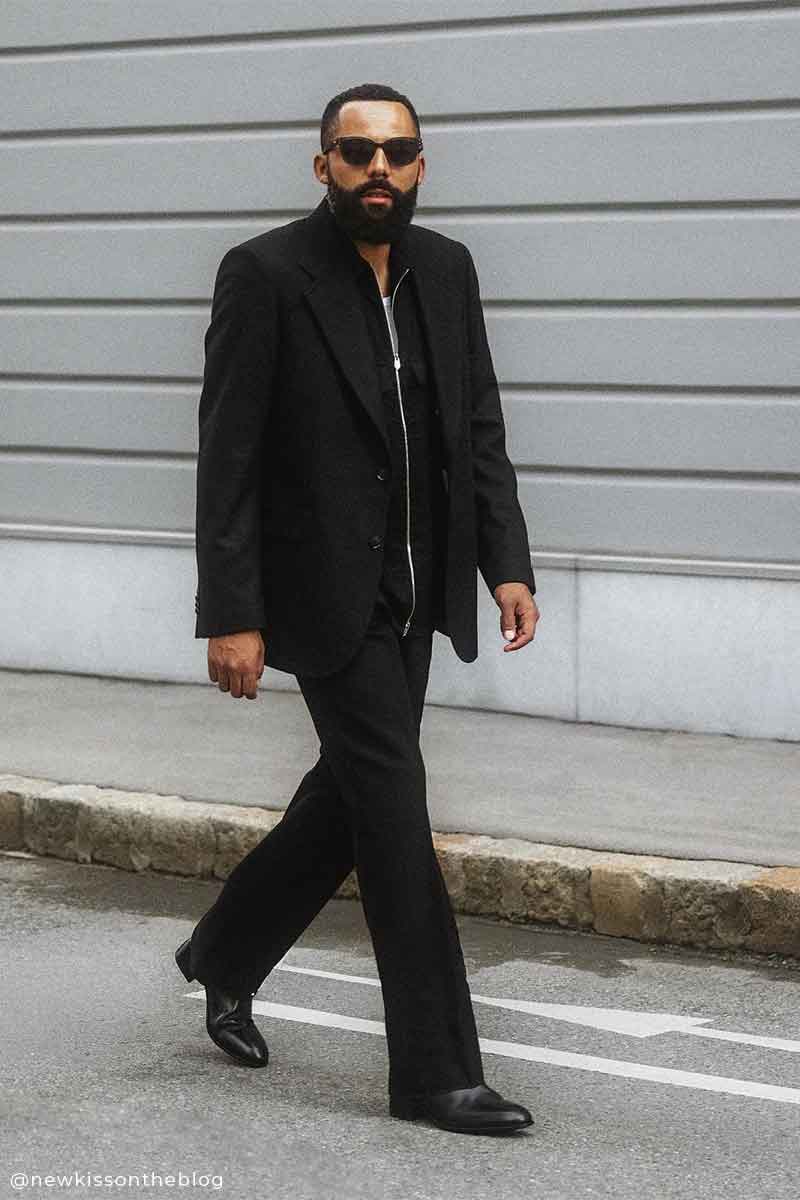 Wool blazer JULIEN and Straight-leg wool trousers TENSE