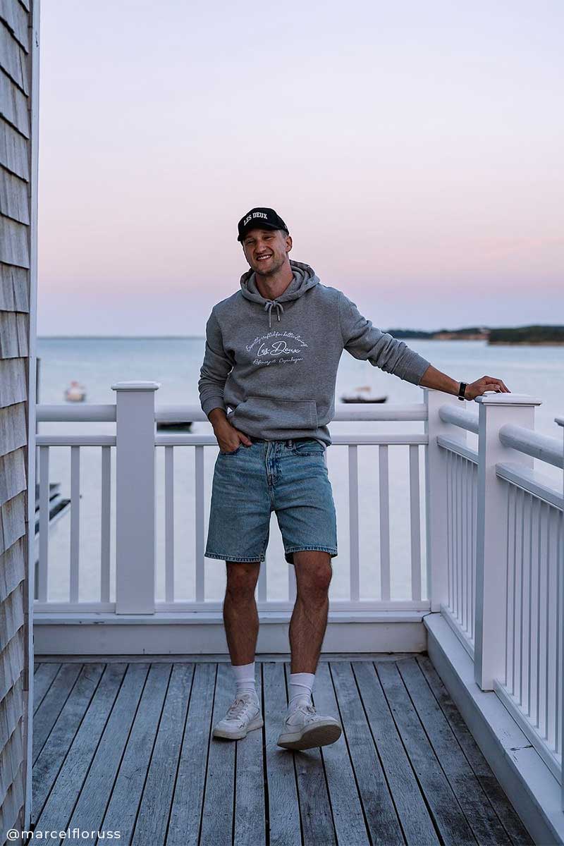 Embroidered fleece hoodie CAMDEN and Wool baseball cap LES DEUX