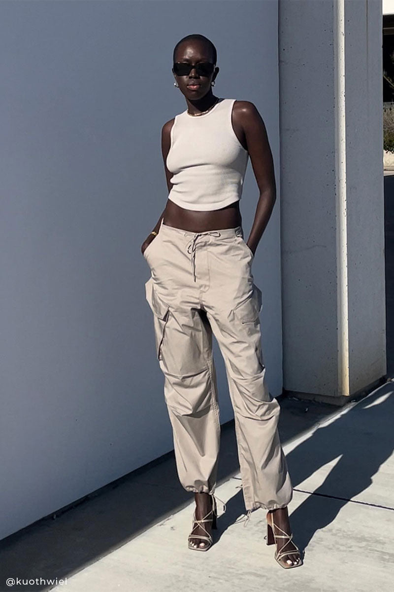 Tank top MINA and Cargo cotton trousers GINERVA