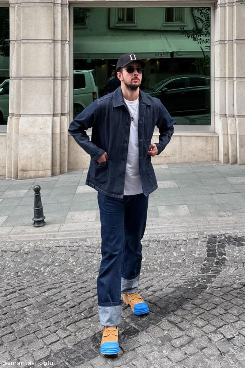 Washed denim overshirt LAYTON 2.0 and Webbing belt WALKER