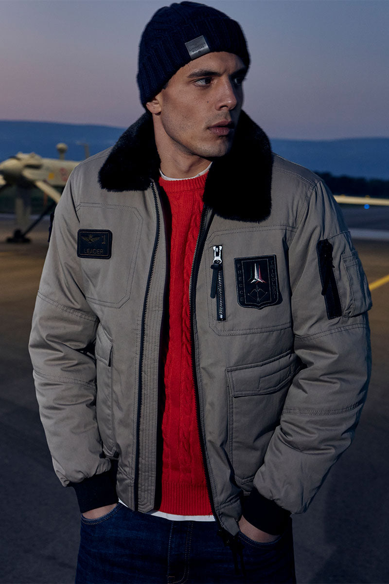 Logo-pattern bomber jacket COURVILLE and Embroidered t-shirt FELIPE
