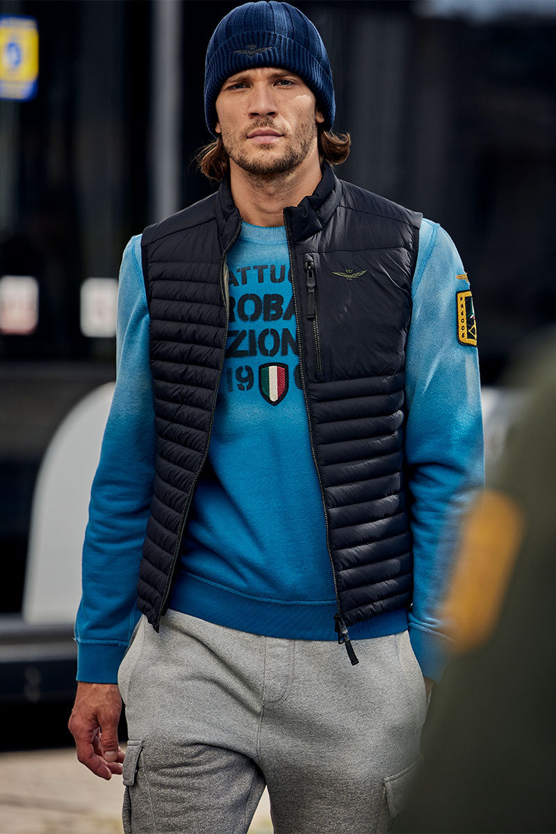 Logo-print sweatshirt and Packable down vest DARYL