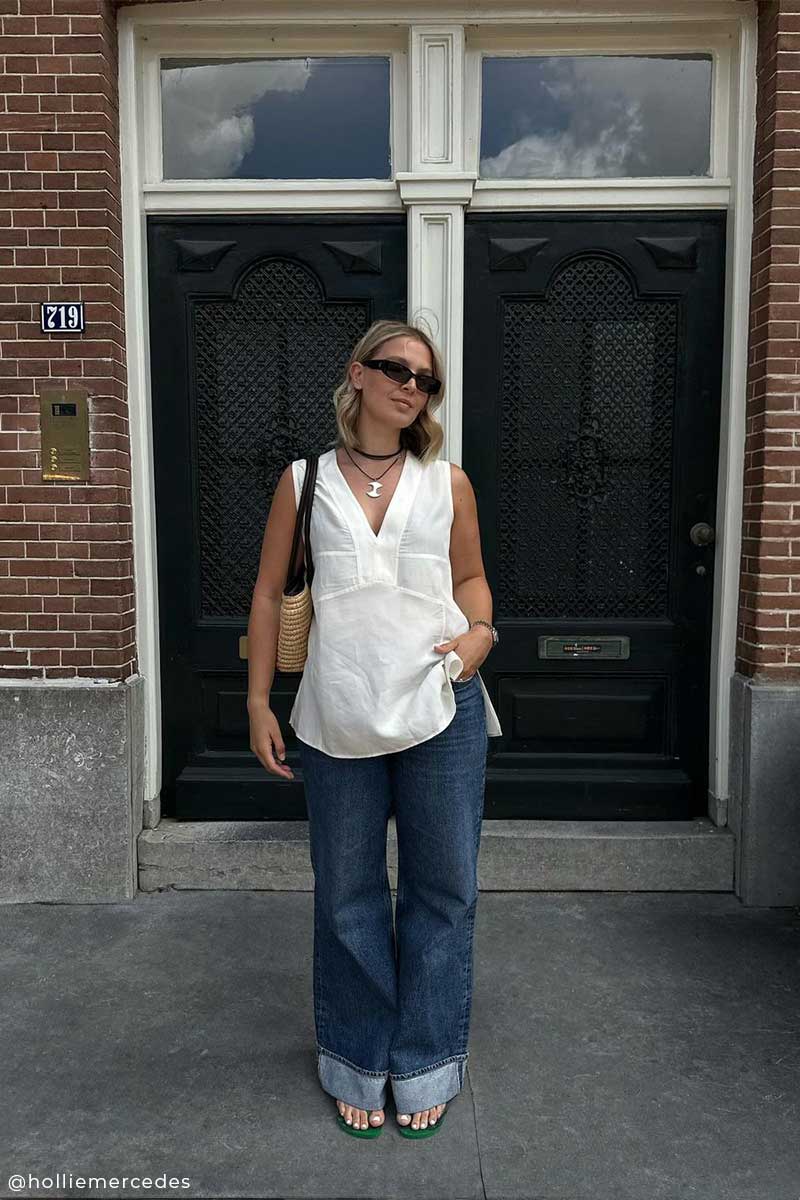 Fitted shirt JEMINA and Wide-leg jeans DAME