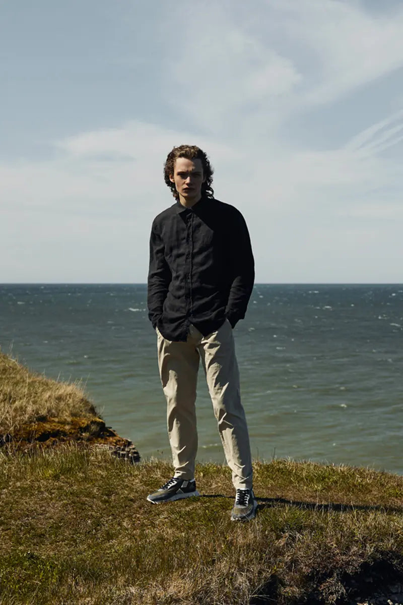 Linen longsleeve shirt and Drawstring lightweight trousers