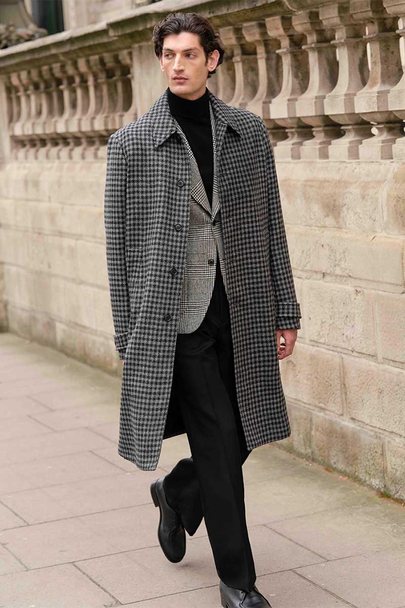 Wool coat VISCONTI and Wool pleated trousers PIETER