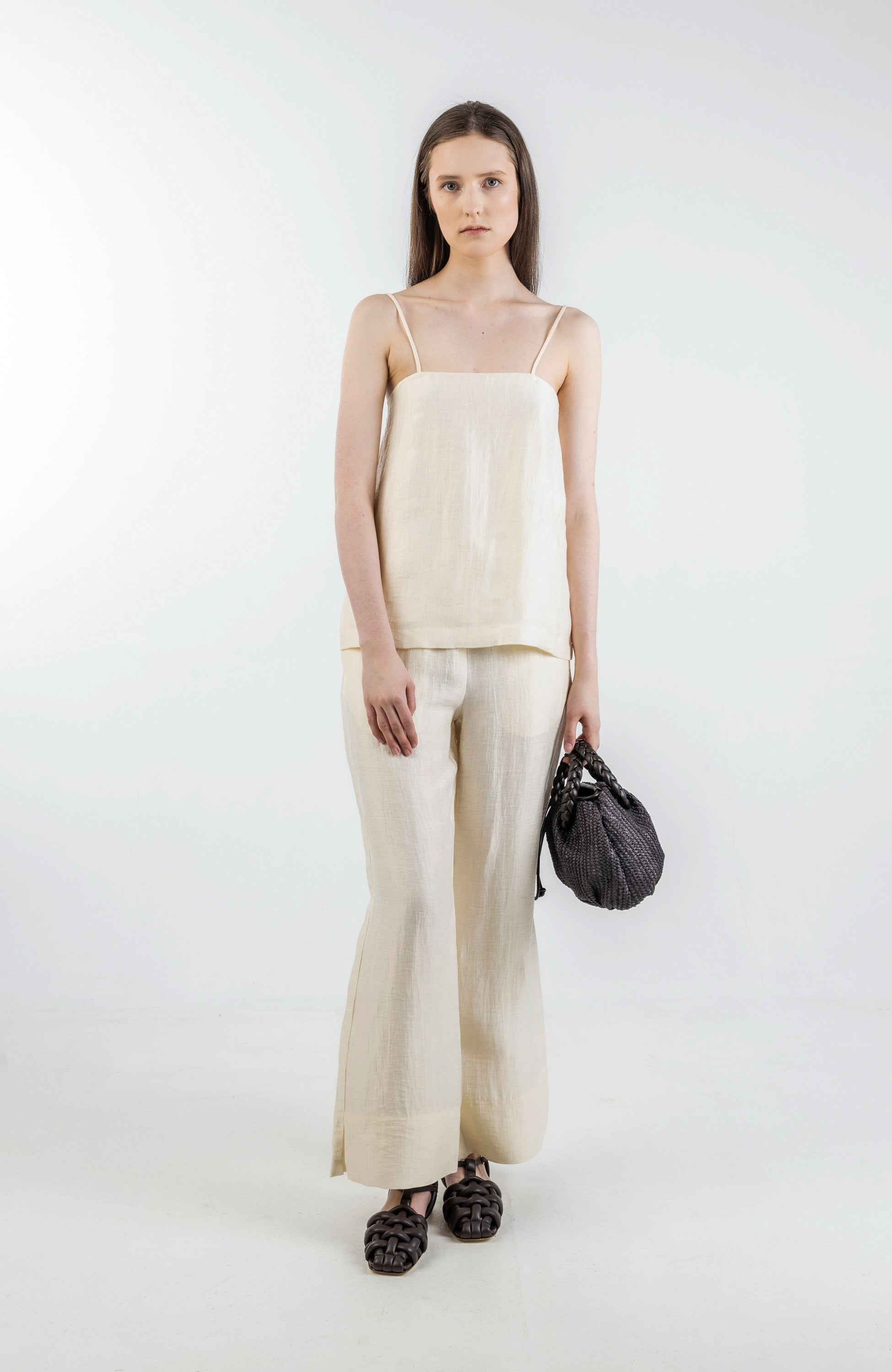 Linen strap top and Linen drawstring trousers