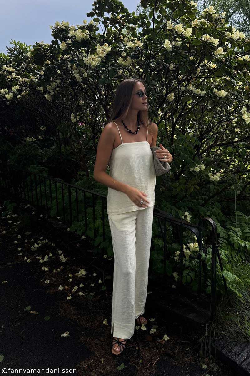 Linen strap top and Linen drawstring trousers