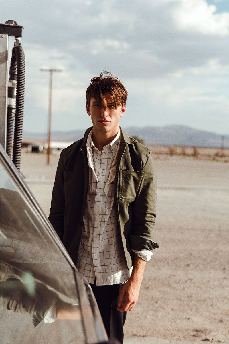 Zipped hoodie GLOBE and Checked cotton shirt KENT