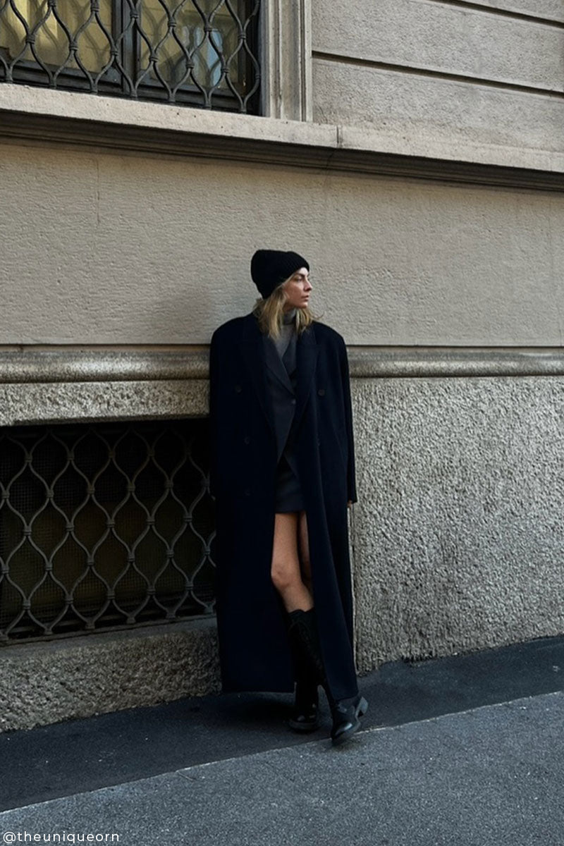 Double breasted wool coat and Decorative stich dress SIGRID