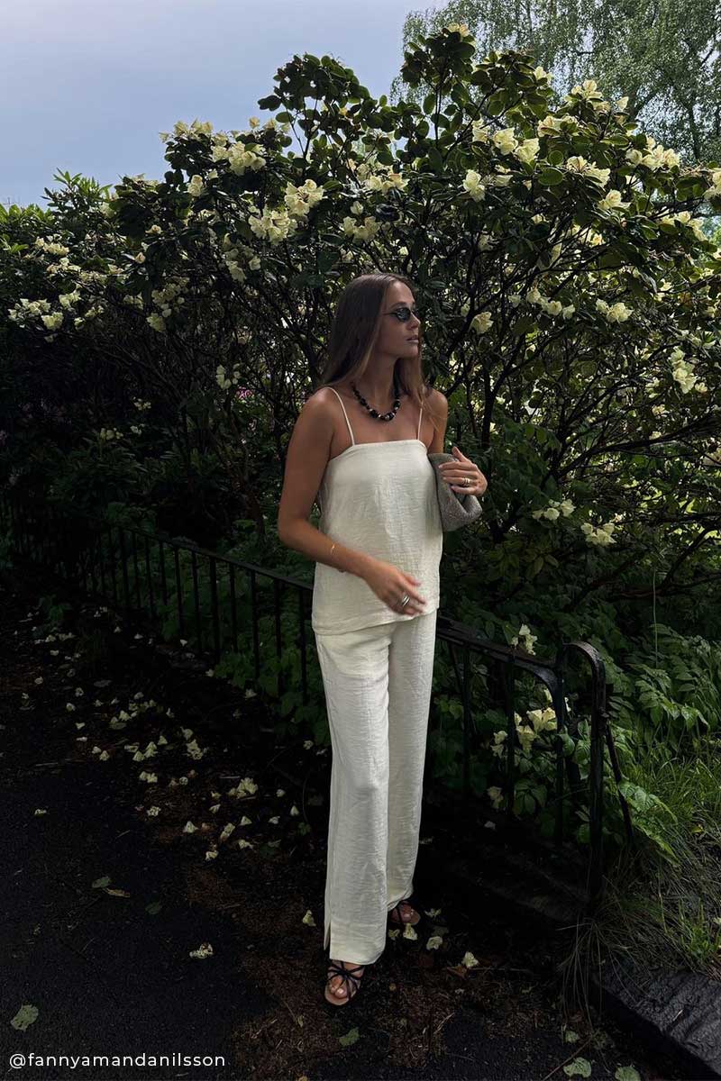 Linen strap top and Linen drawstring trousers