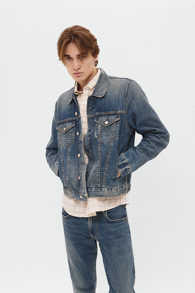 Classic denim jacket and Checked cotton shirt KENT
