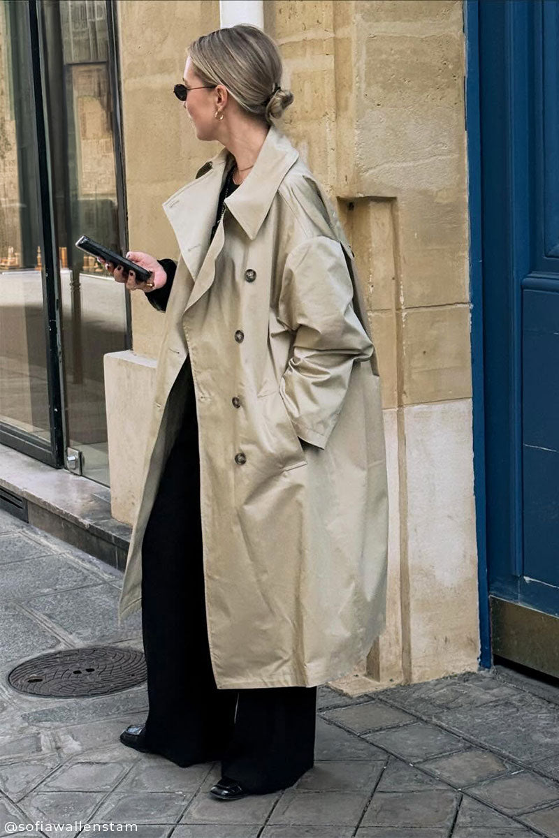 Pikk trenchcoat and Laia säärega ülikonnapüksid