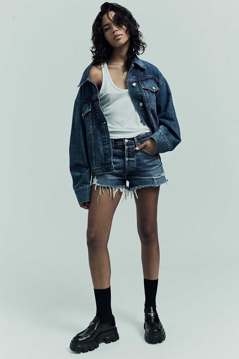 Oversized denim jacket CHARLI and Denim shorts PARKER