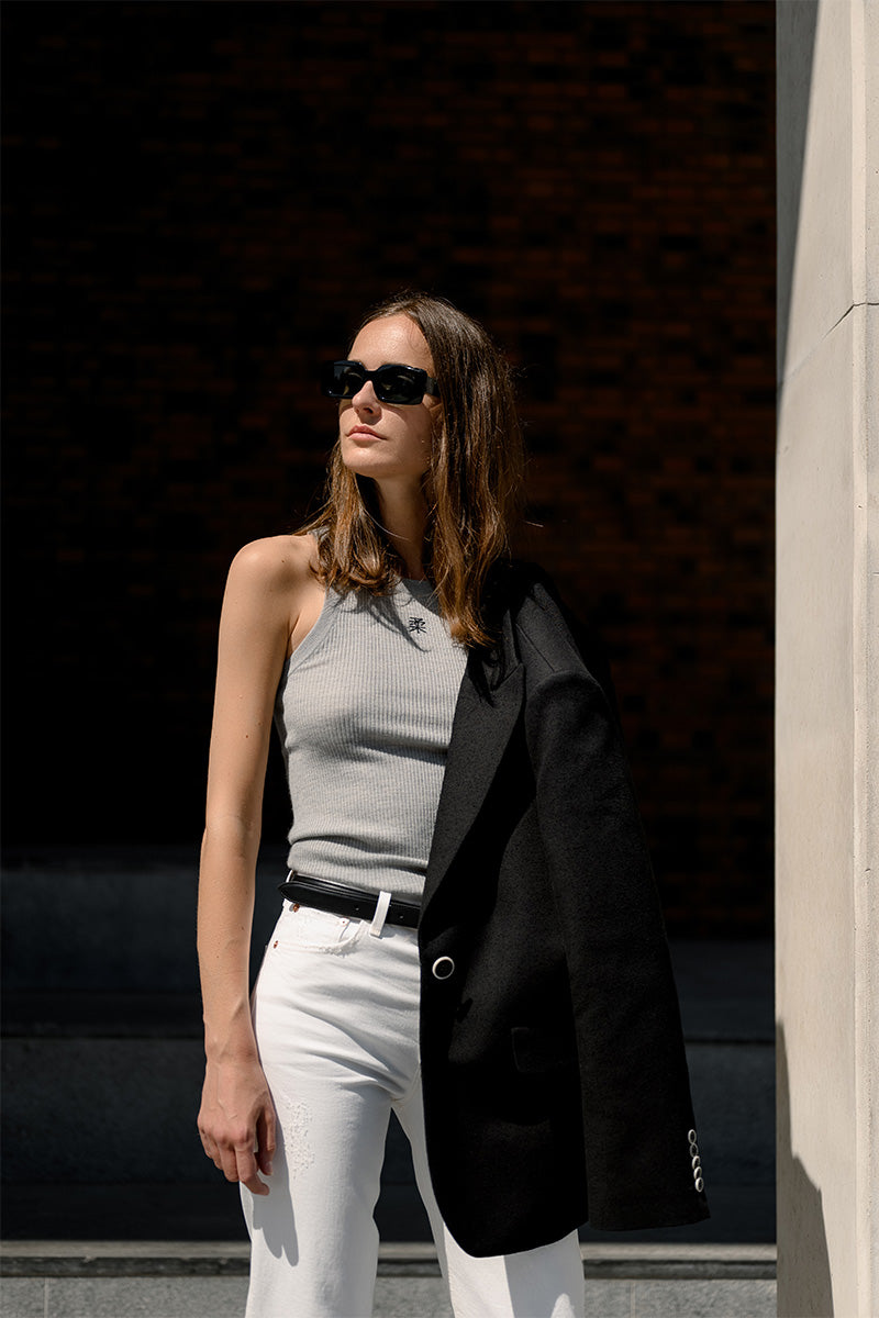 Fine knit ribbed top KYLE CAMISOLE and Oversized blazer