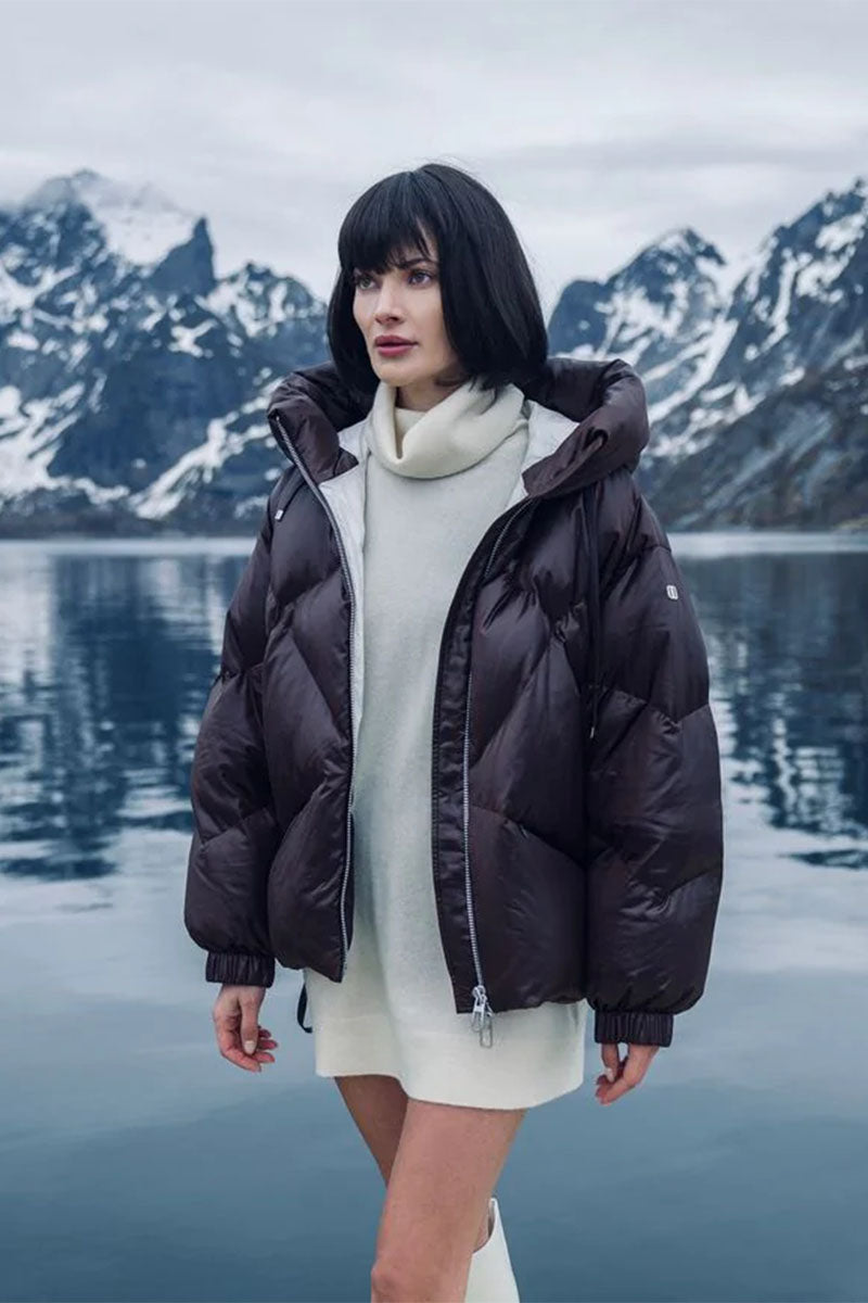 Shearling puffer jacket Cloud 3Q and Mockneck ribbed dress