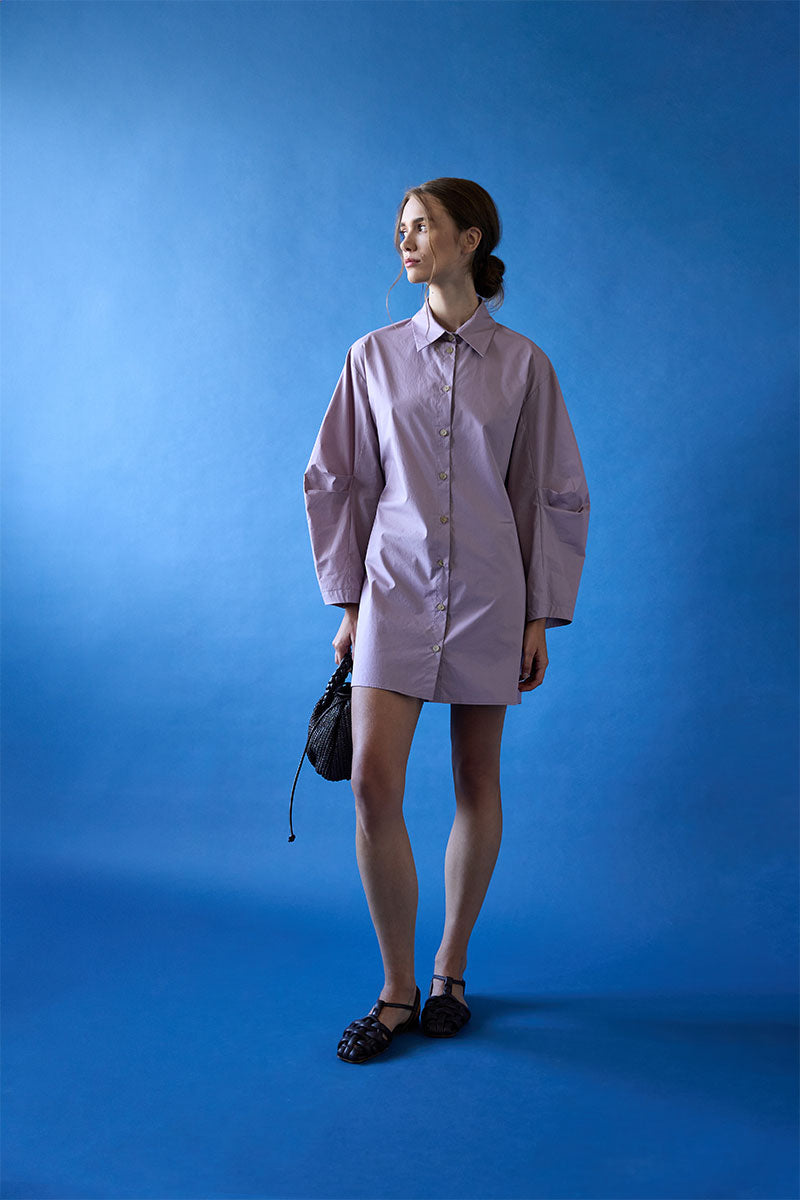 Puff-sleeve open-back dress and Padded fisherman sandals CABERSA