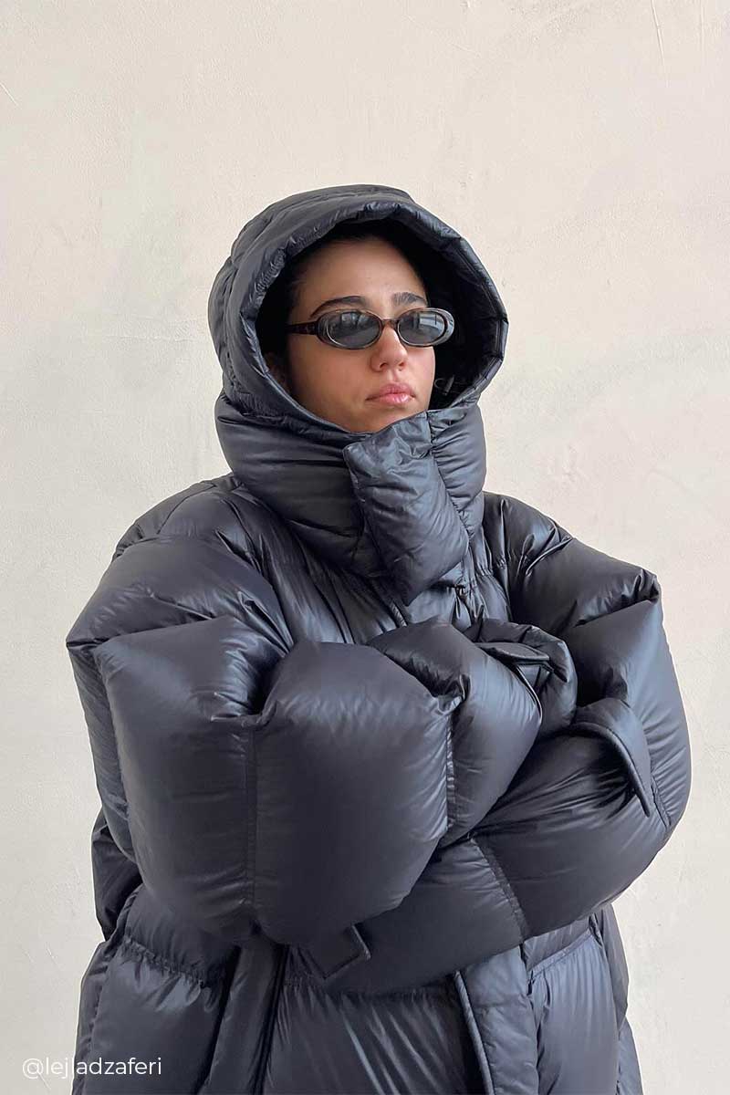 Down puffer jacket NARVIK and Stitched alpaca scarf ASTER
