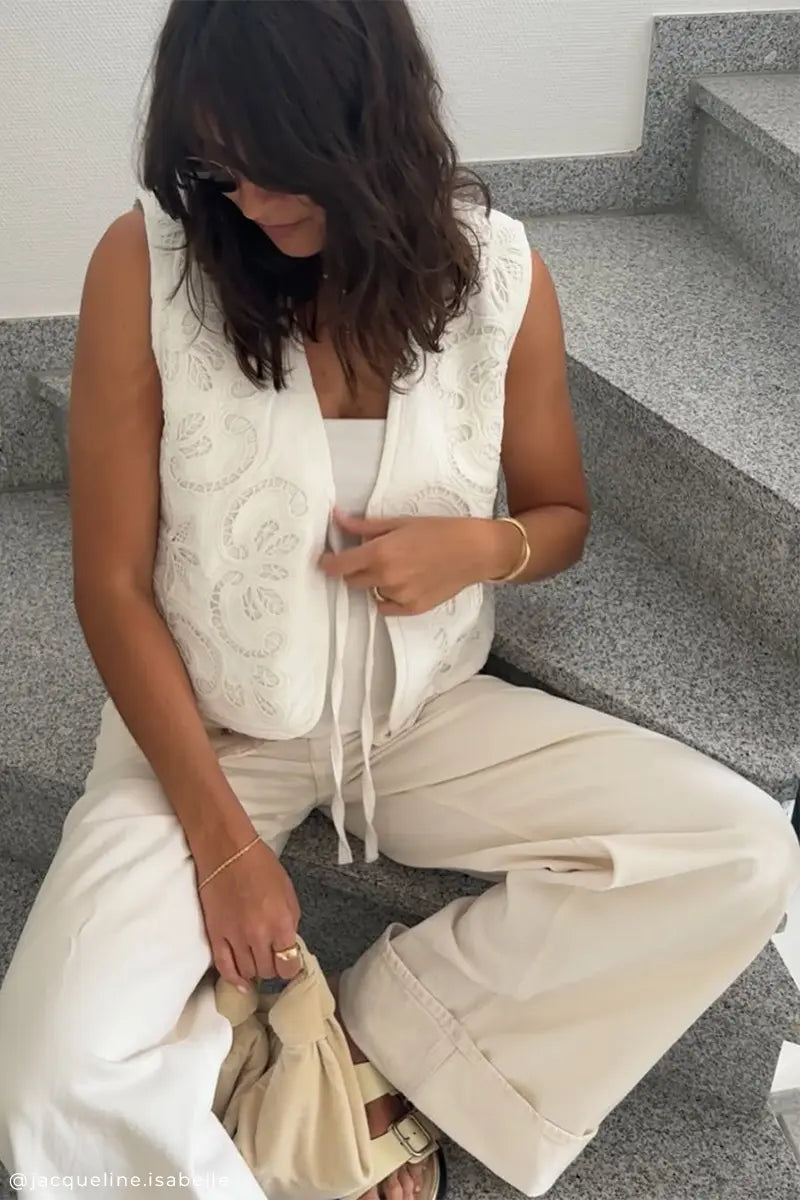 Ribbed tank top and Stovepipe midrise jeans
