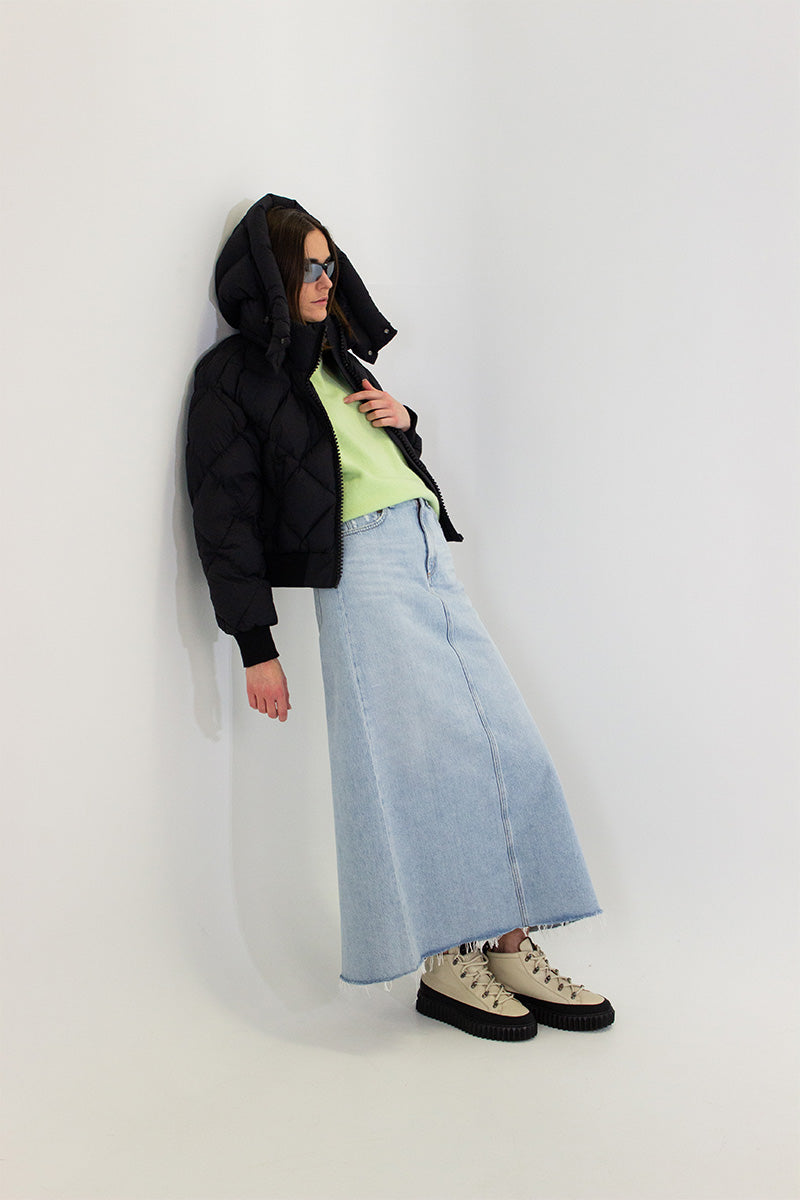 Lightweight padded jacket BANKHEAD and Denim maxi skirt HILLA