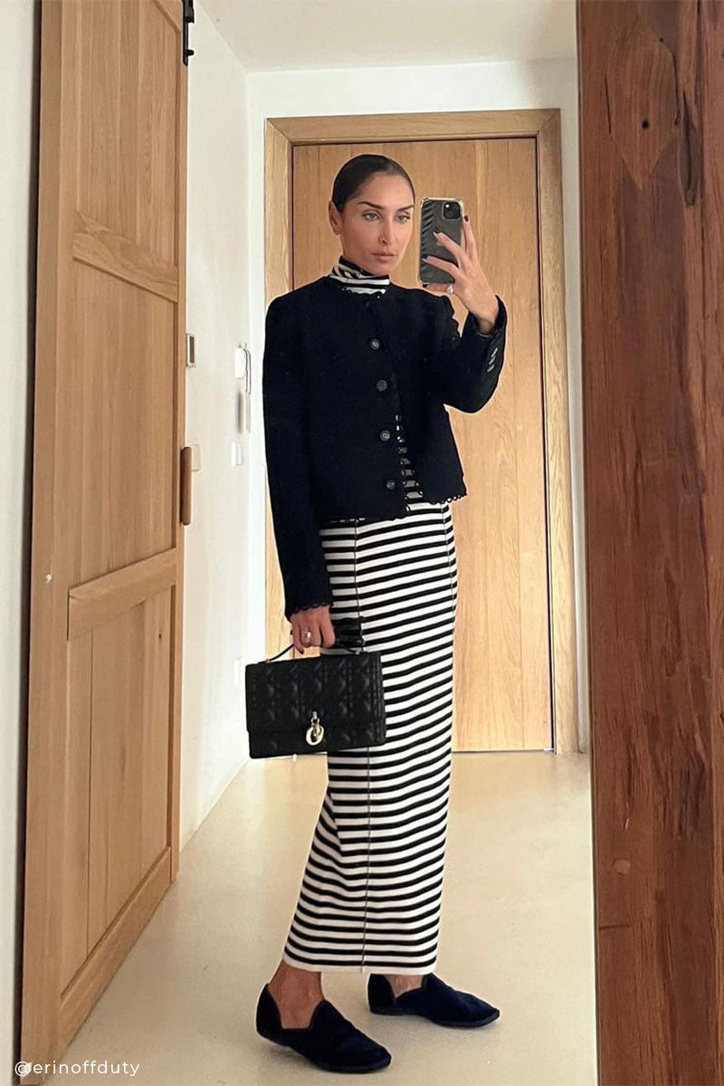 Cropped blazer SINE and Stripe ribbed dress