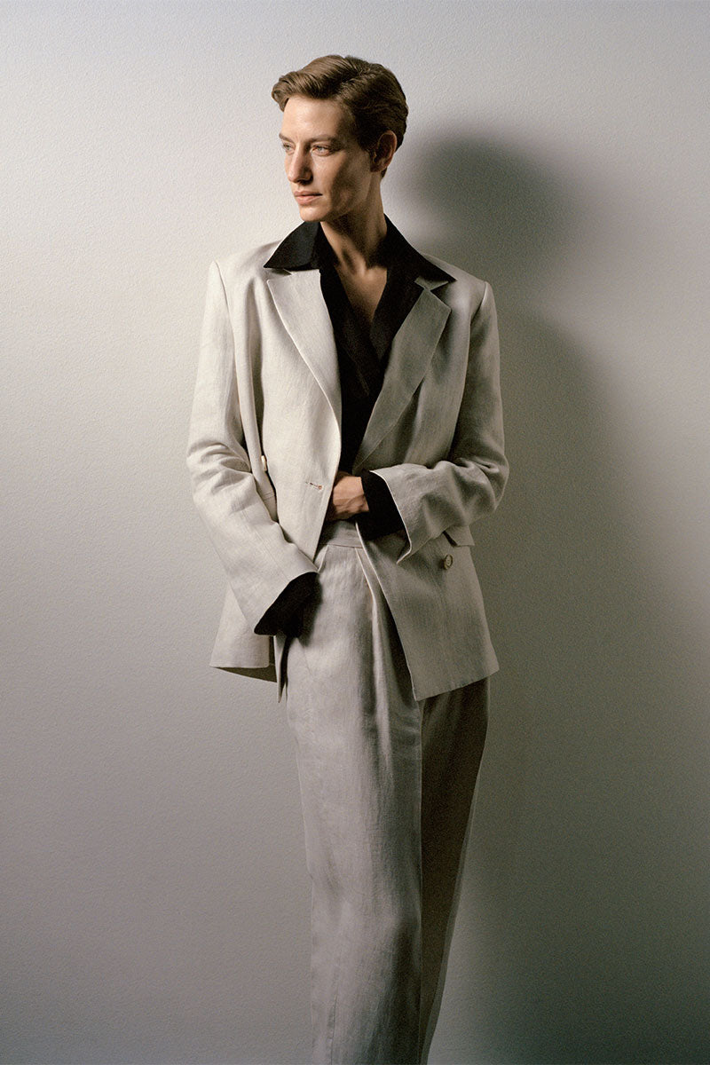 Classic linen blazer and Cropped shirt
