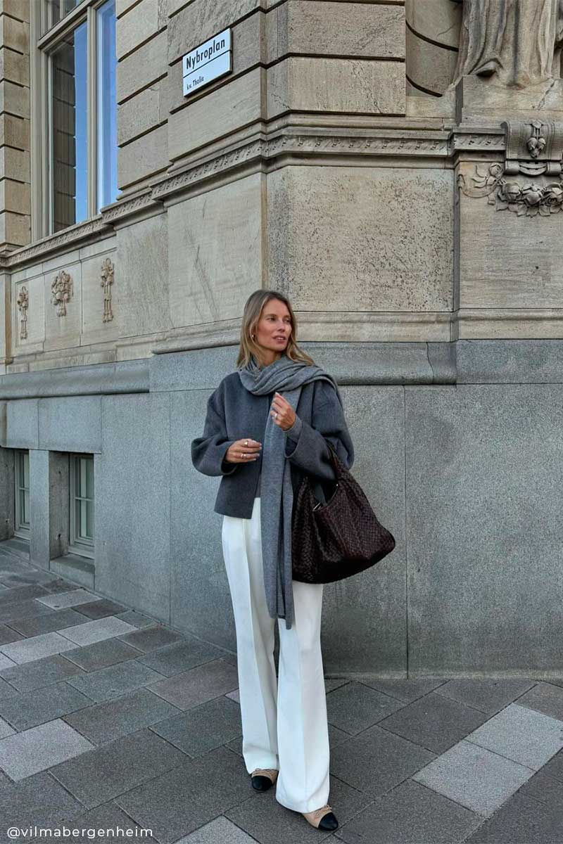 Short double jacket and Kašmiirist kootud sall PARIS