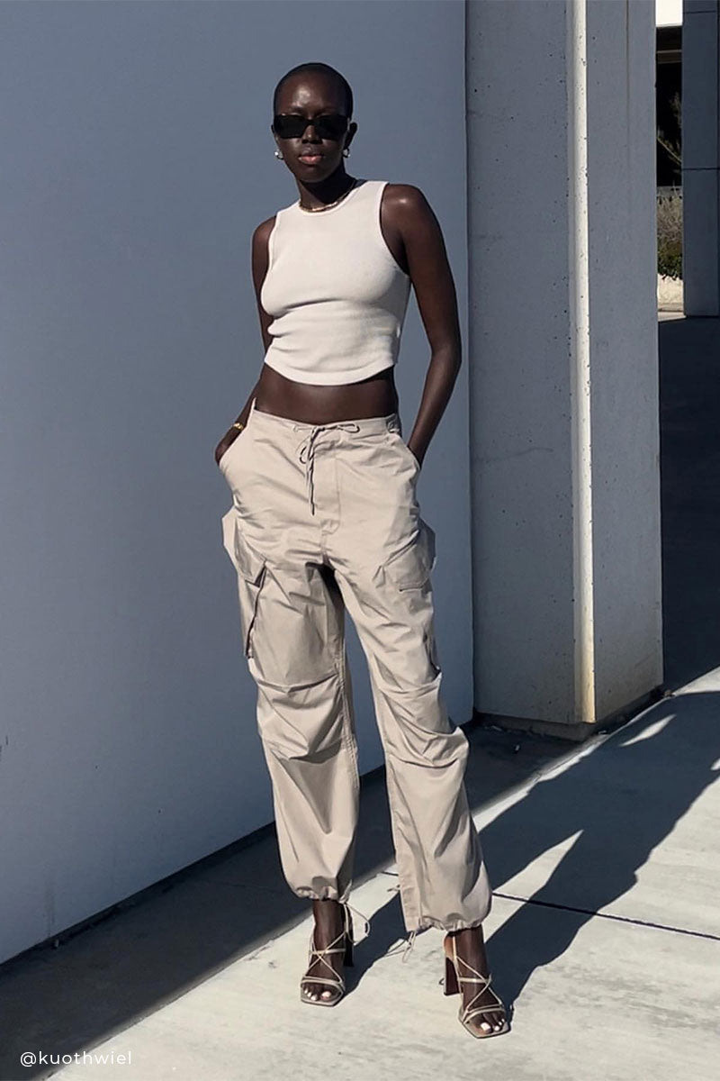 Tank top MINA and Cargo cotton trousers GINERVA