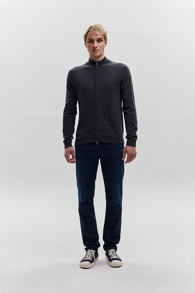 Ftc cashmere Grey Highneck zipped cardigan image 7