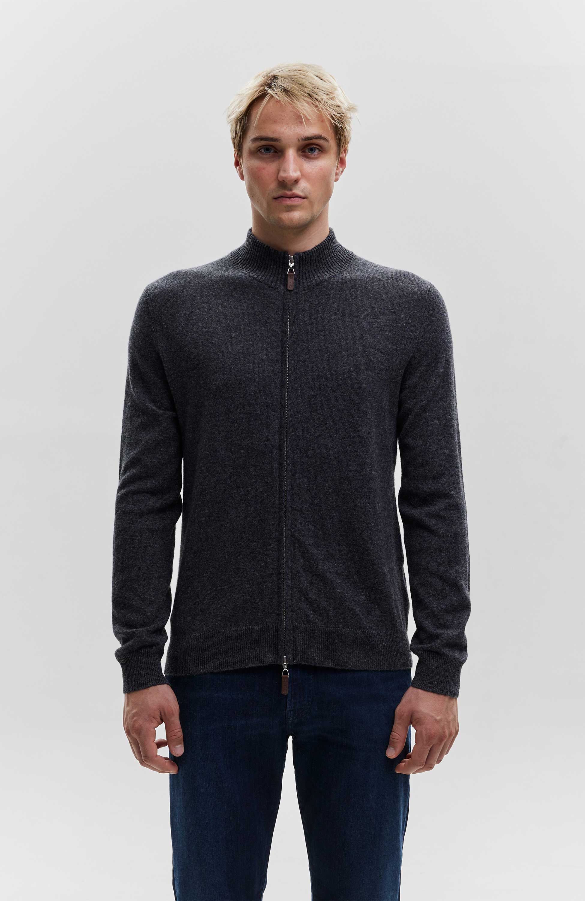 Highneck zipped cardigan